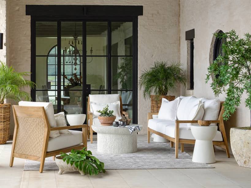 Summer Classics Savannah Teak Cushion Outdoor Patio Lounge Set