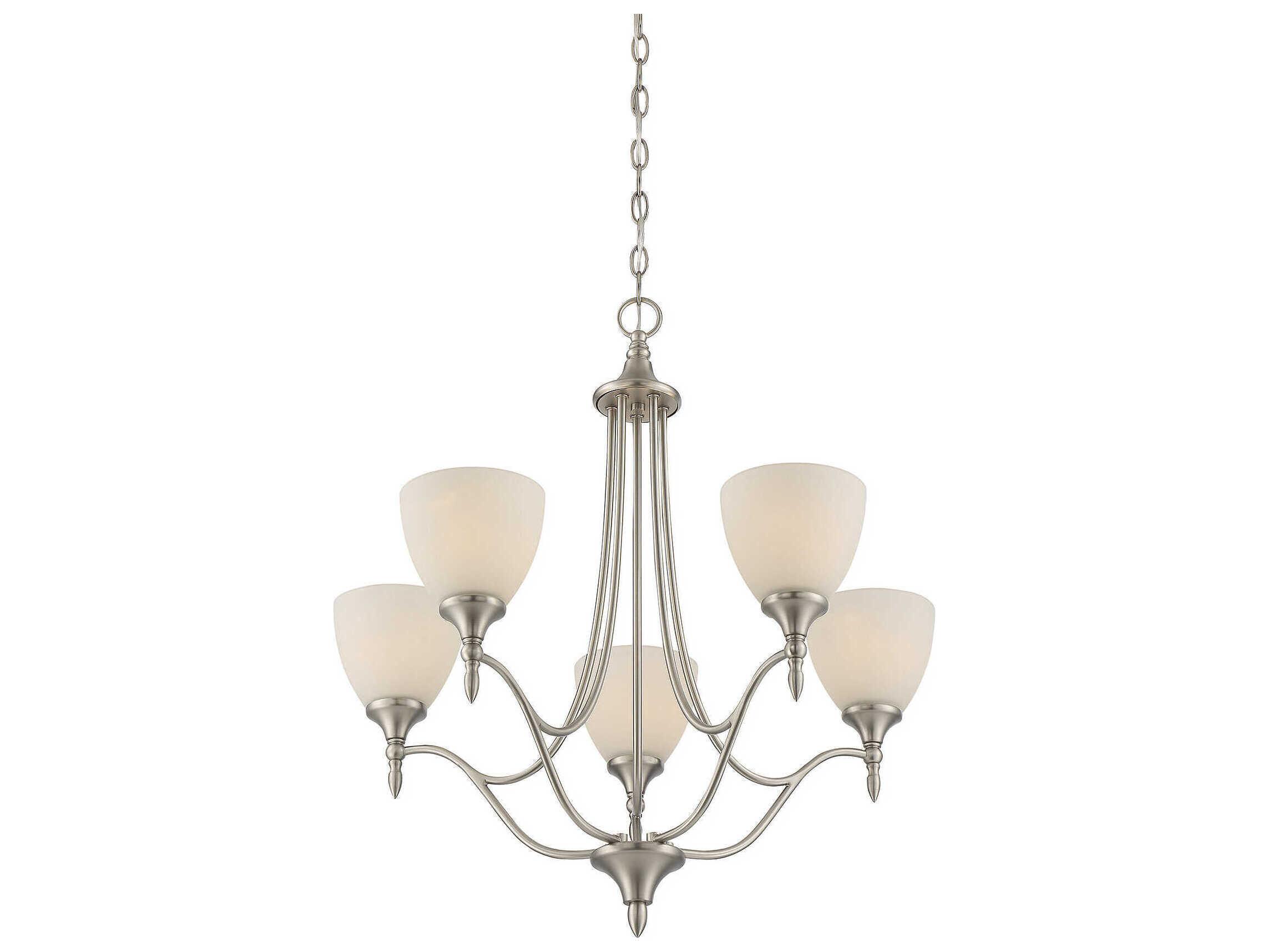 Savoy House Herndon 5-Light Satin Nickel Pewter Glass Bell Chandelier
