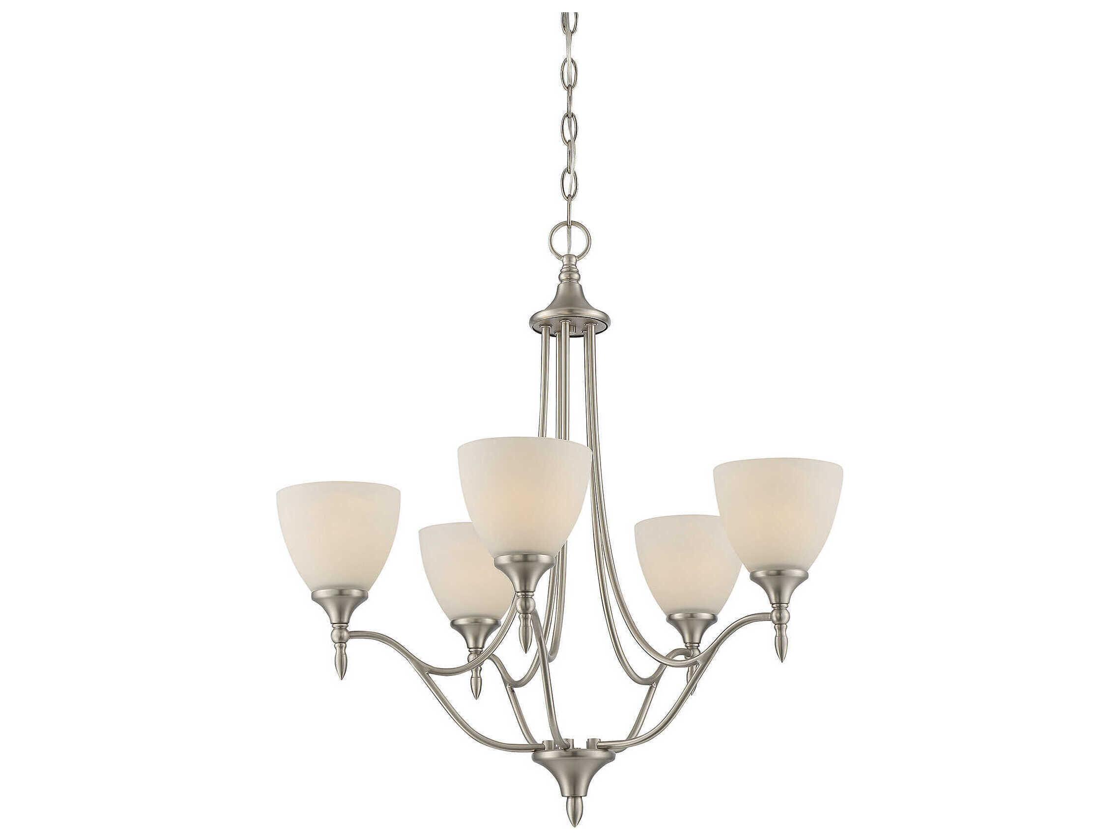 Savoy House Herndon 5-Light Satin Nickel Pewter Glass Bell Chandelier