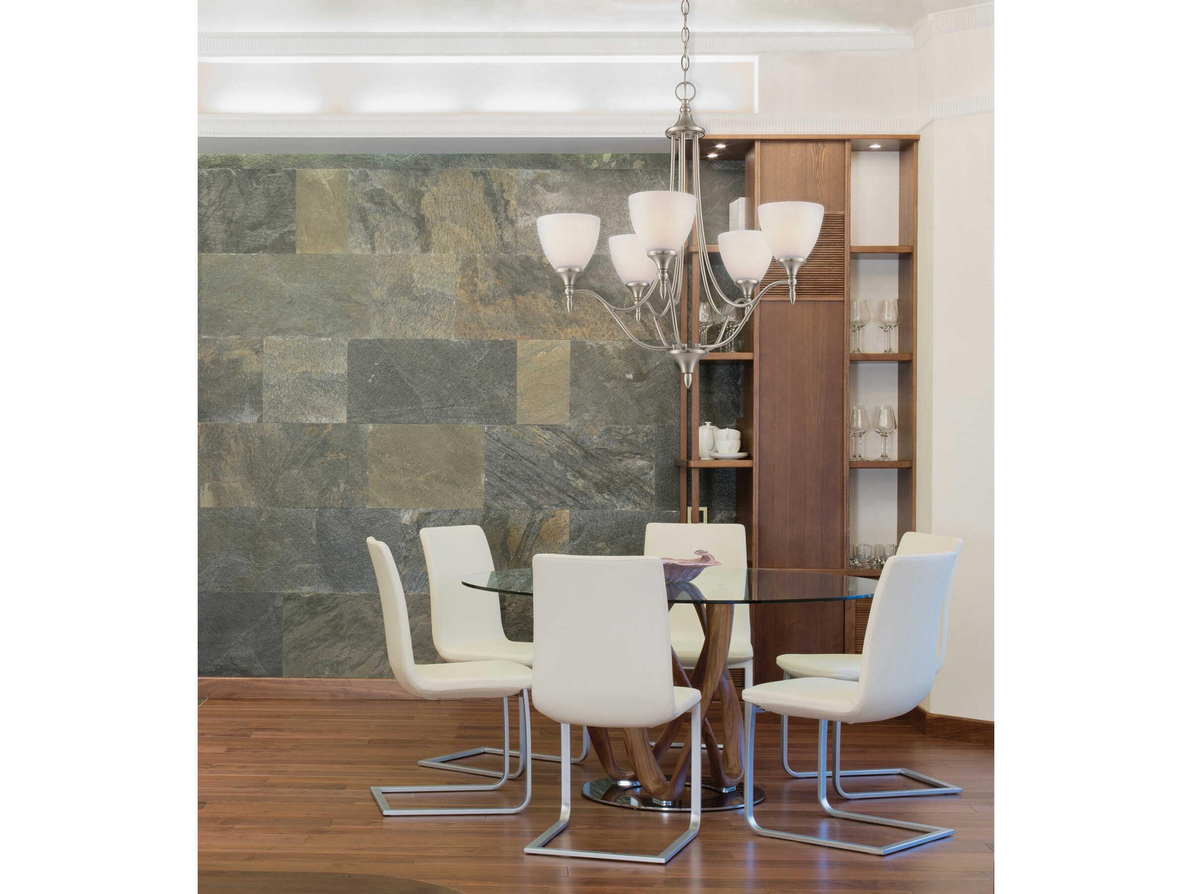 Savoy House Herndon 5-Light Satin Nickel Pewter Glass Bell Chandelier