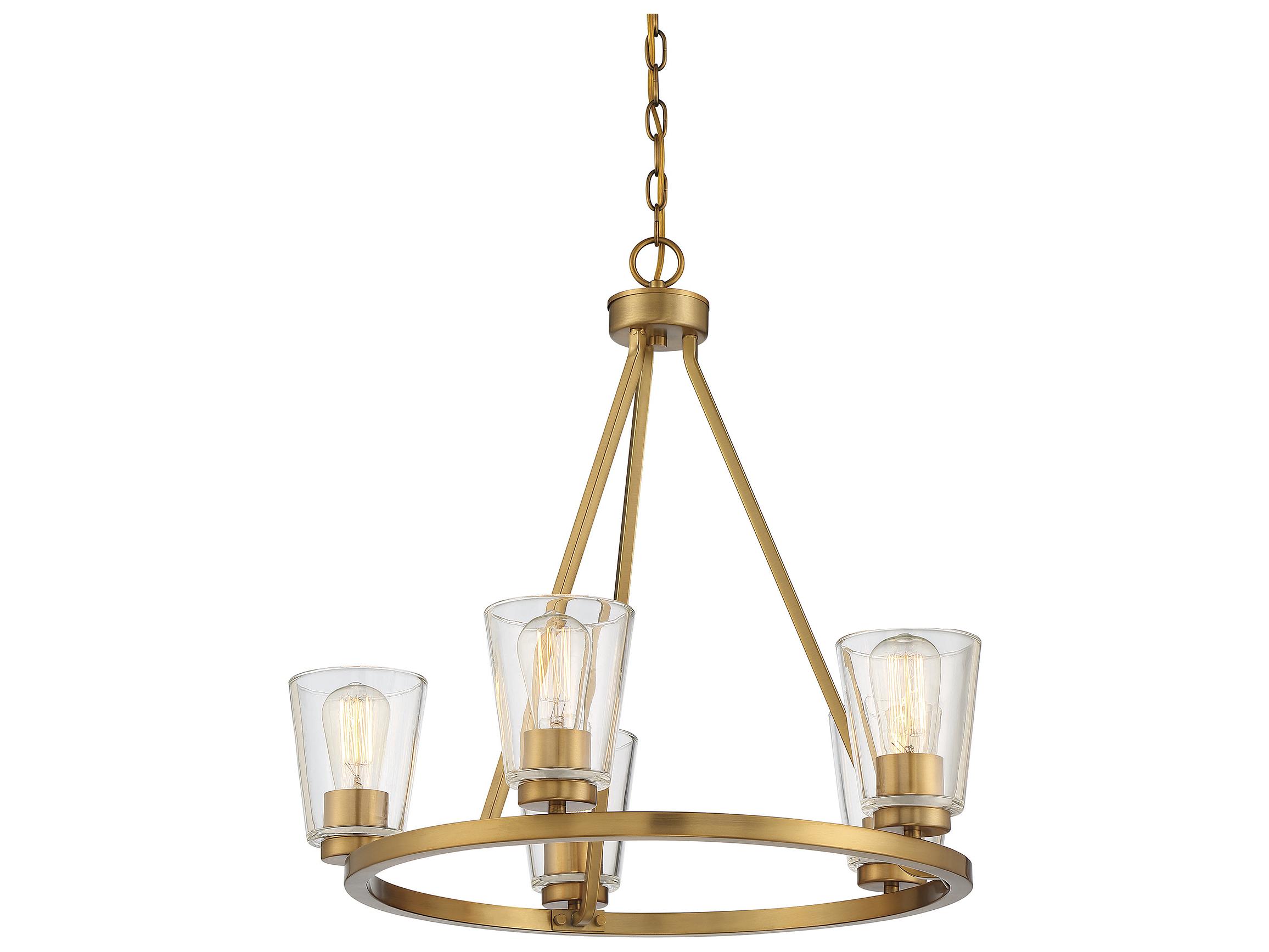 Savoy House Calhoun 5-Light Warm Brass Glass Bell Chandelier