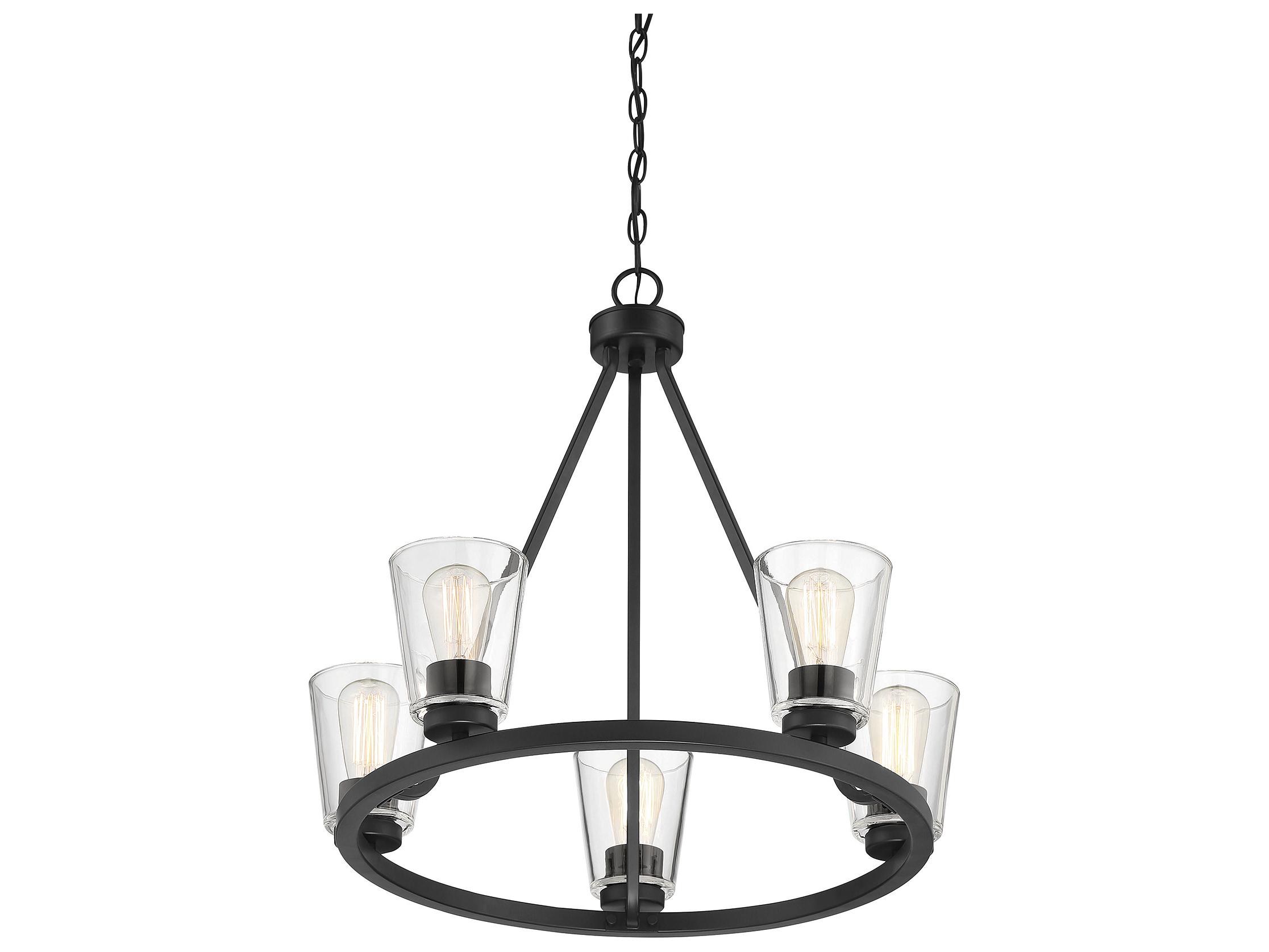 Savoy House Calhoun 5-Light Matte Black Glass Bell Chandelier