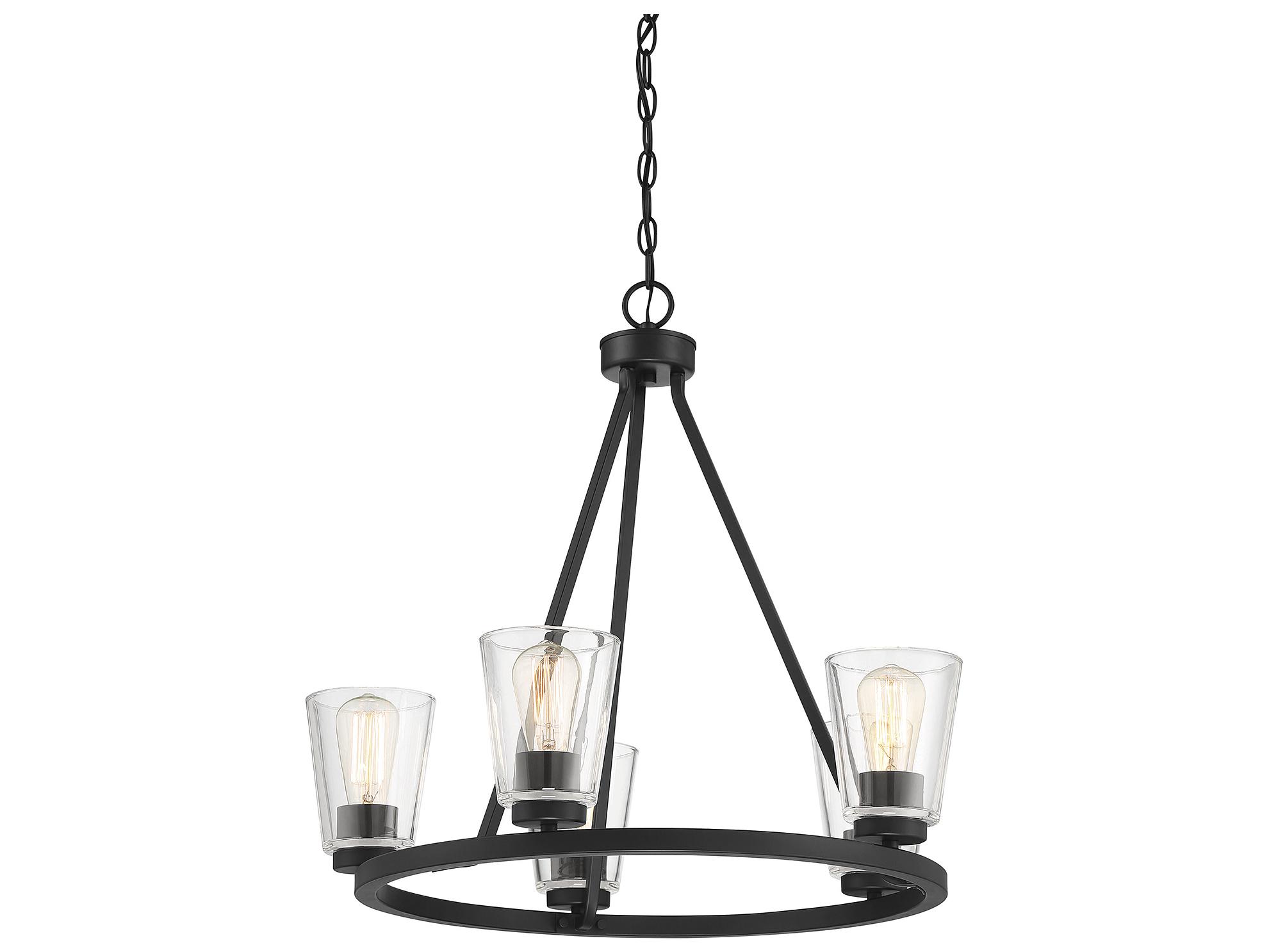 Savoy House Calhoun 5-Light Matte Black Glass Bell Chandelier
