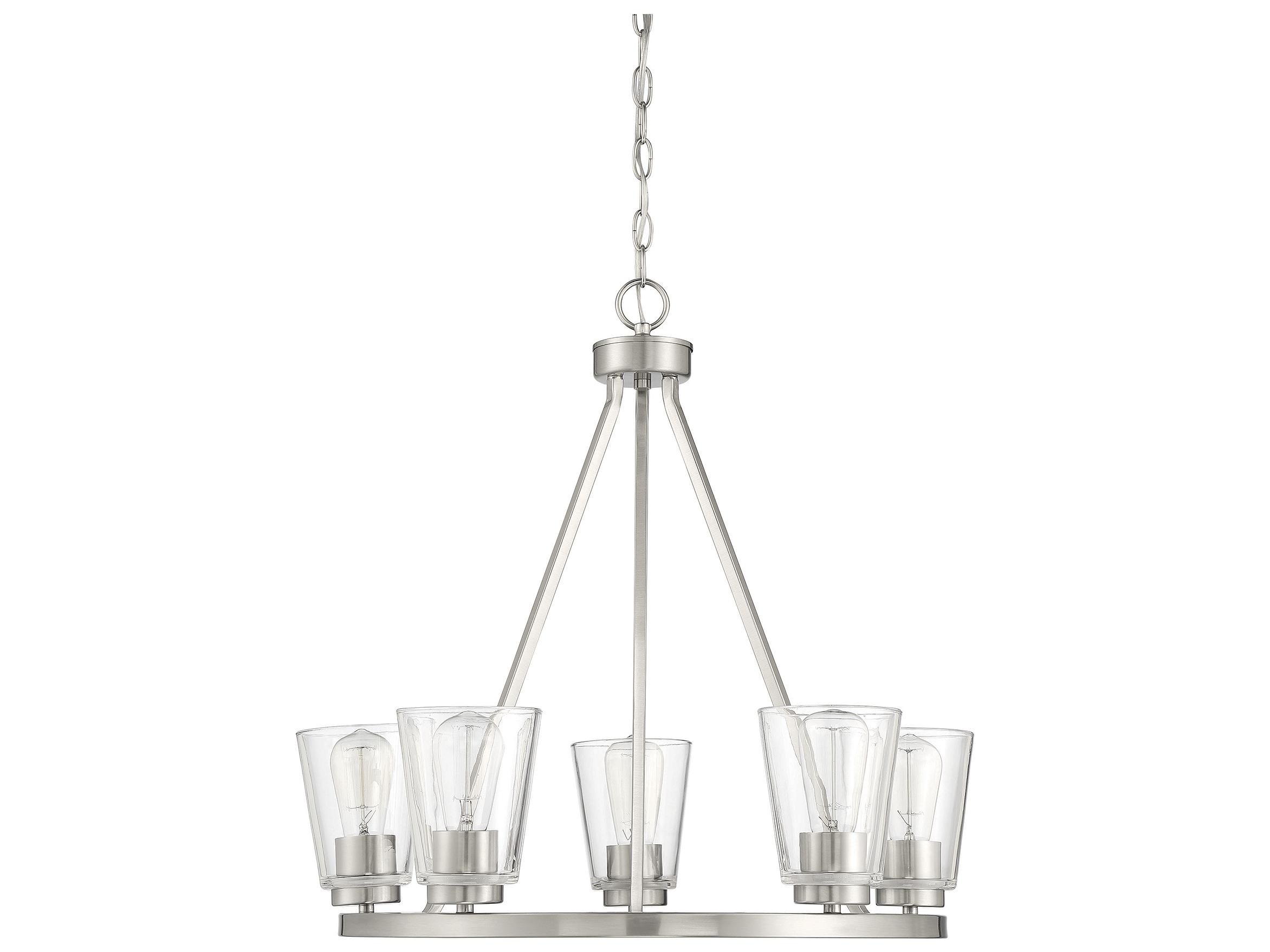 Savoy House Calhoun 5-Light Satin Nickel Glass Bell Chandelier