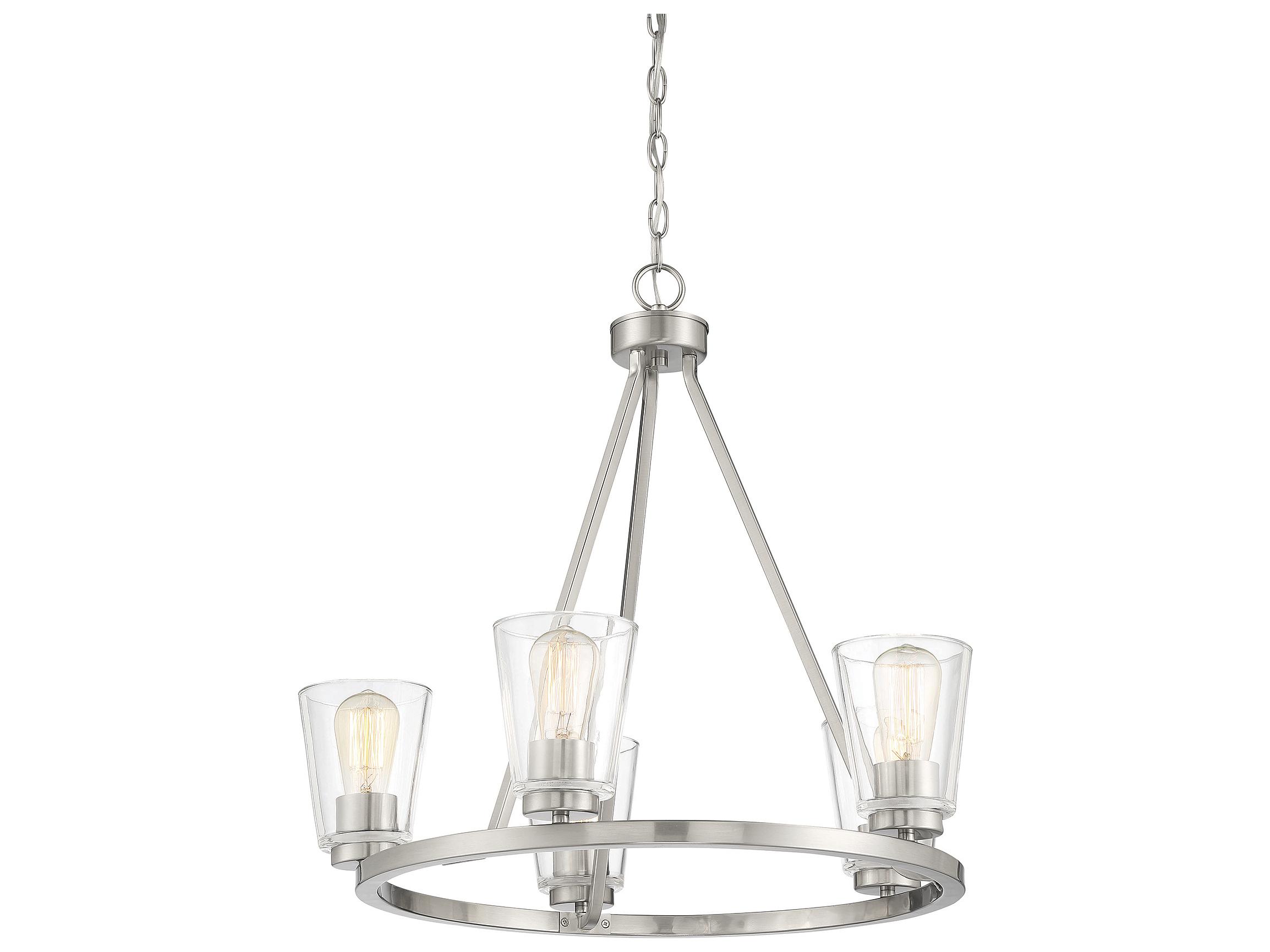 Savoy House Calhoun 5-Light Satin Nickel Glass Bell Chandelier