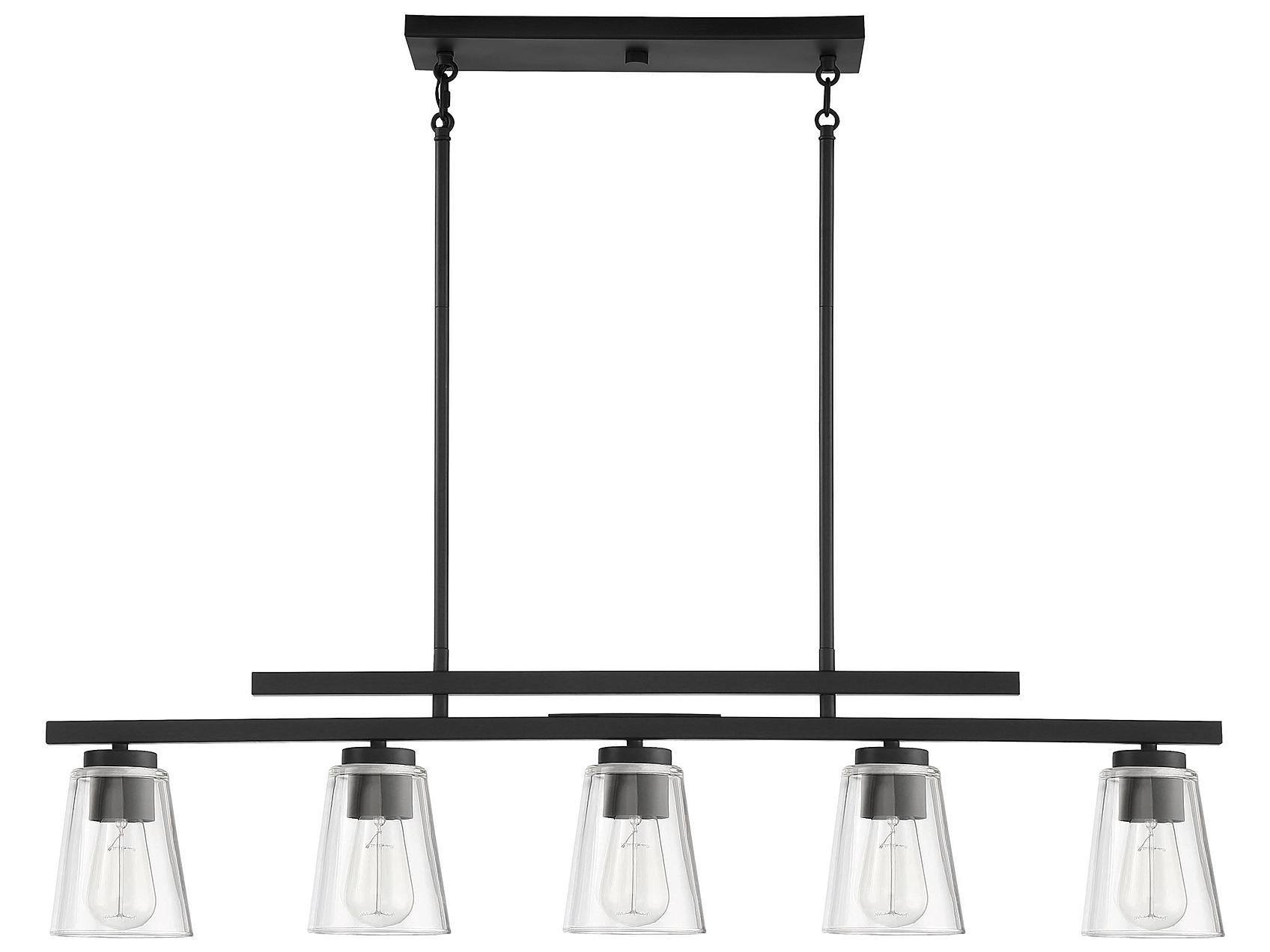 Savoy House Calhoun 5-Light Matte Black Glass Bell Linear Island Pendant