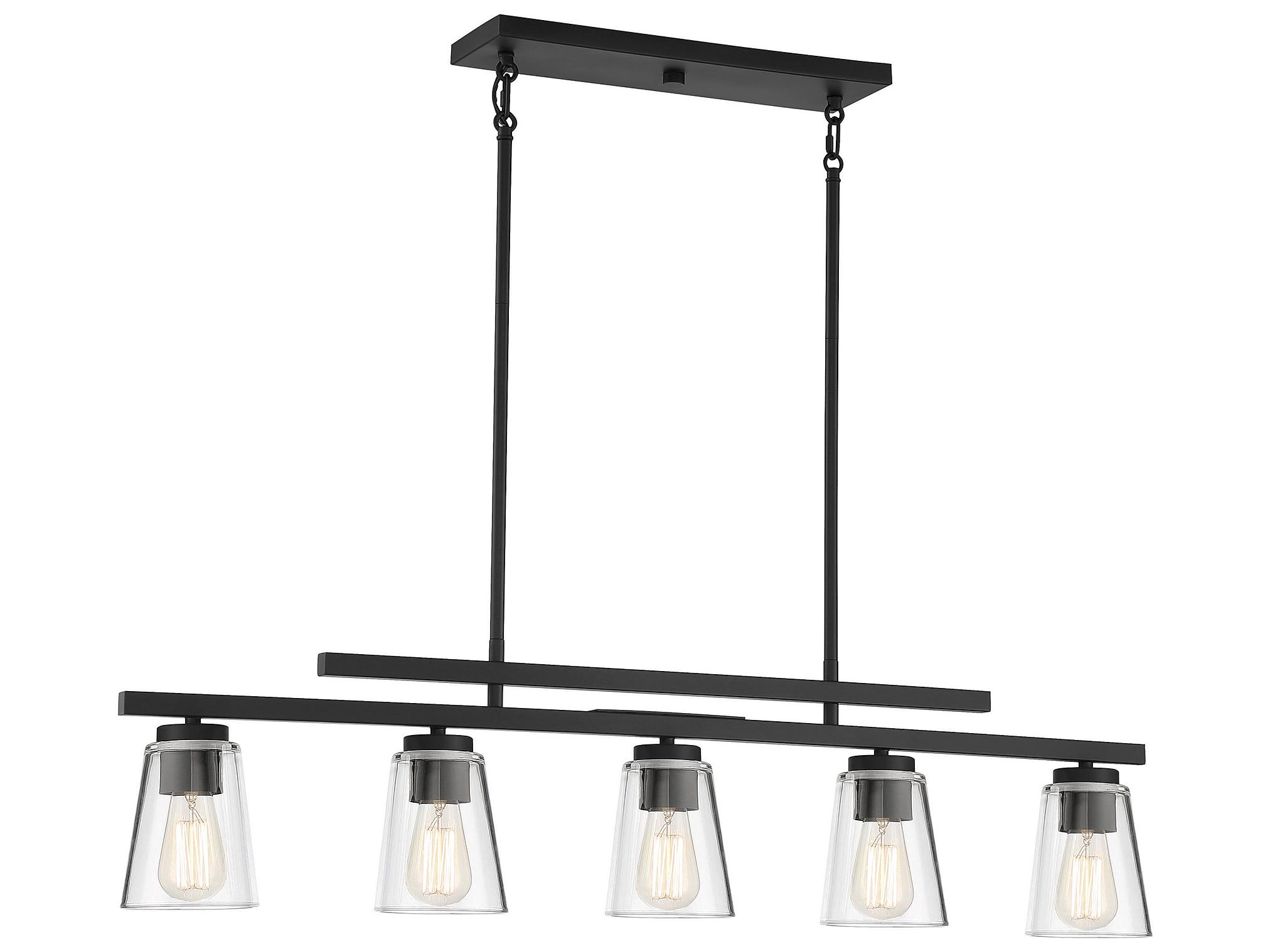 Savoy House Calhoun 5-Light Matte Black Glass Bell Linear Island Pendant