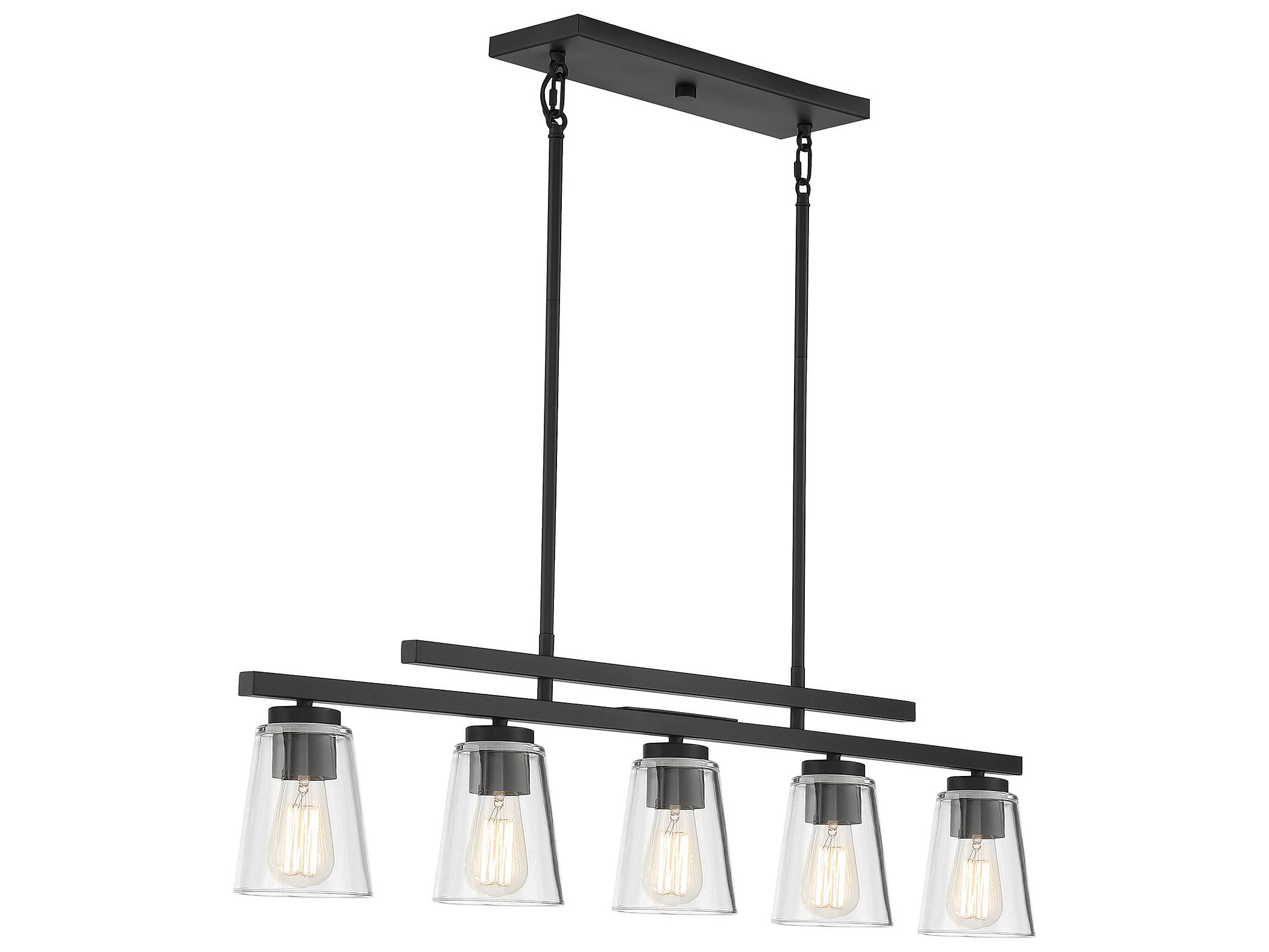 Savoy House Calhoun 5-Light Matte Black Glass Bell Linear Island Pendant