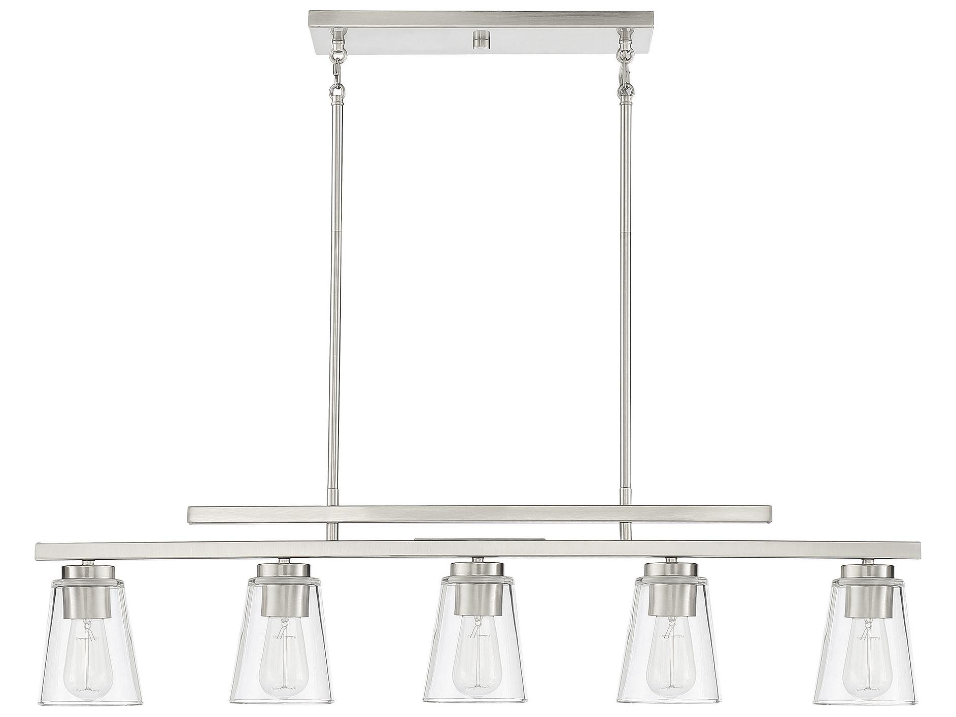 Savoy House Calhoun 5-Light Satin Nickel Glass Bell Linear Island Pendant