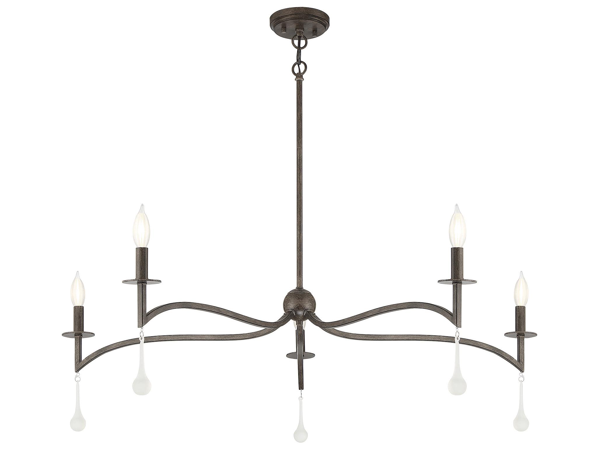 Savoy House Laramie 5-Light Chelsea Walnut Black Crystal Candelabra Chandelier