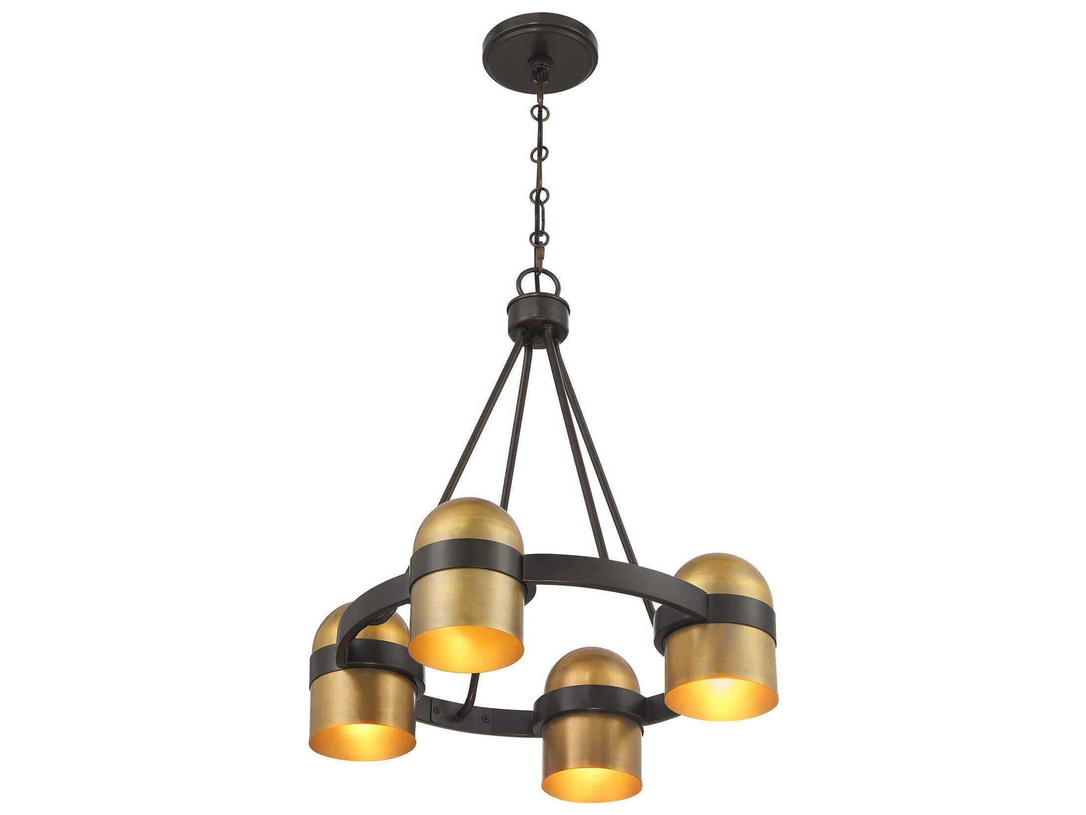 Savoy House Andover 4-Light Mediterranean Bronze And Riviera Brass Dome Round Chandelier