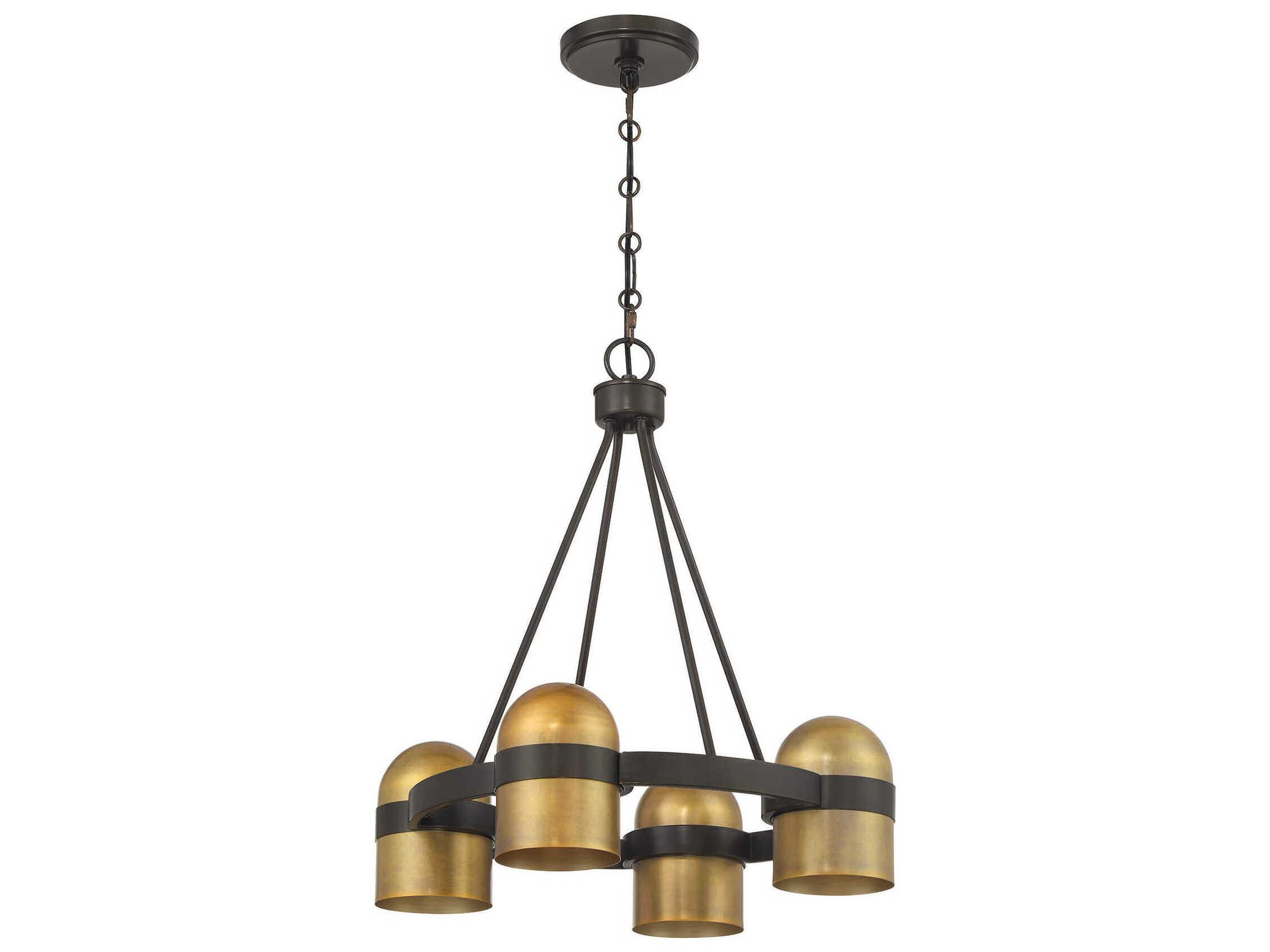 Savoy House Andover 4-Light Mediterranean Bronze And Riviera Brass Dome Round Chandelier
