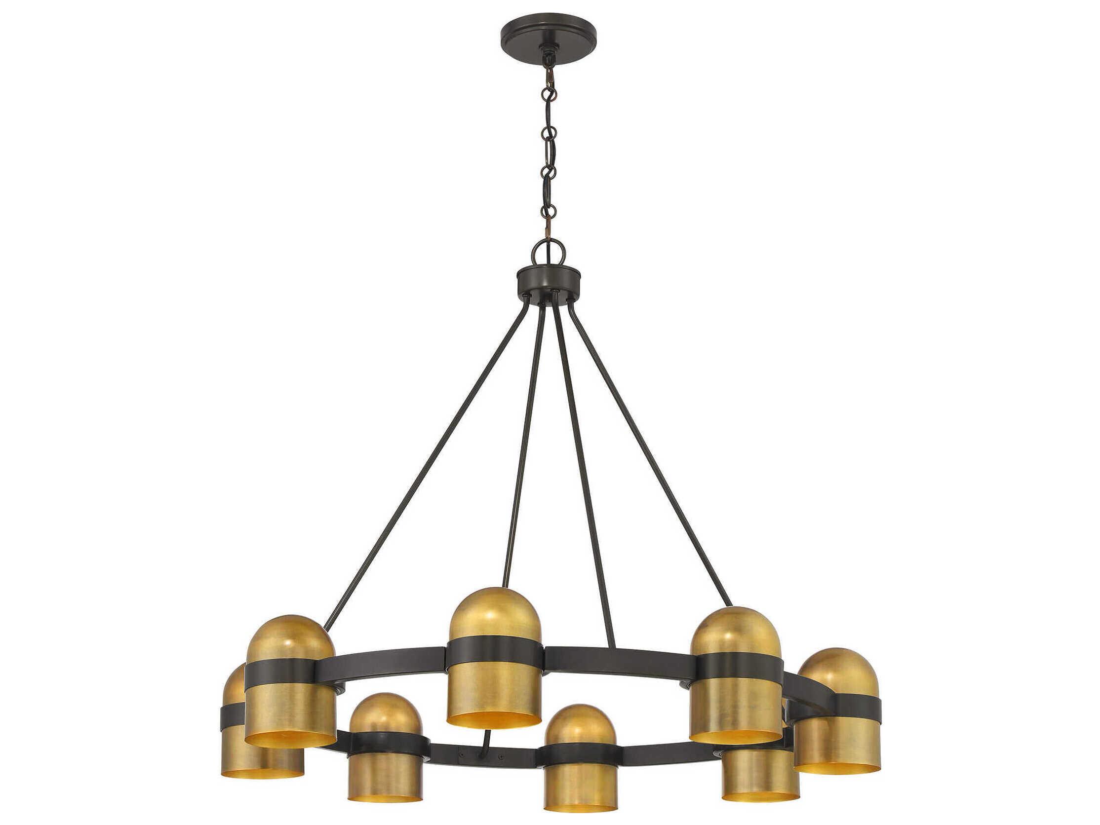 Savoy House Andover 8-Light Mediterranean Bronze And Riviera Brass Dome Round Chandelier