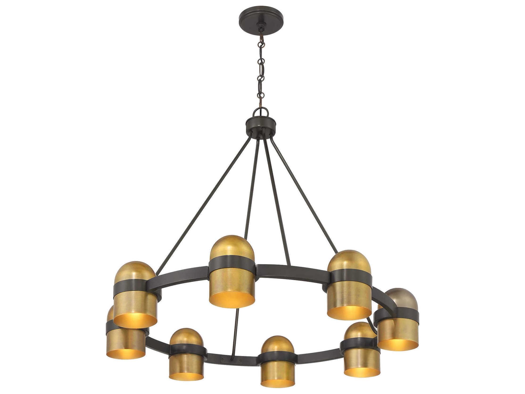 Savoy House Andover 8-Light Mediterranean Bronze And Riviera Brass Dome Round Chandelier