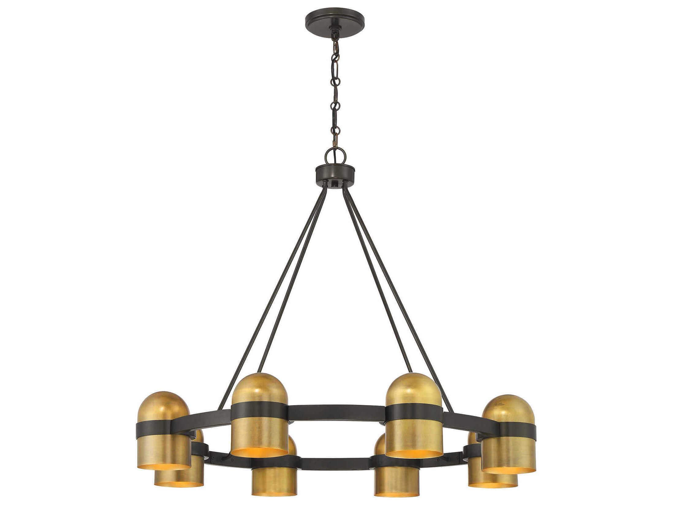 Savoy House Andover 8-Light Mediterranean Bronze And Riviera Brass Dome Round Chandelier