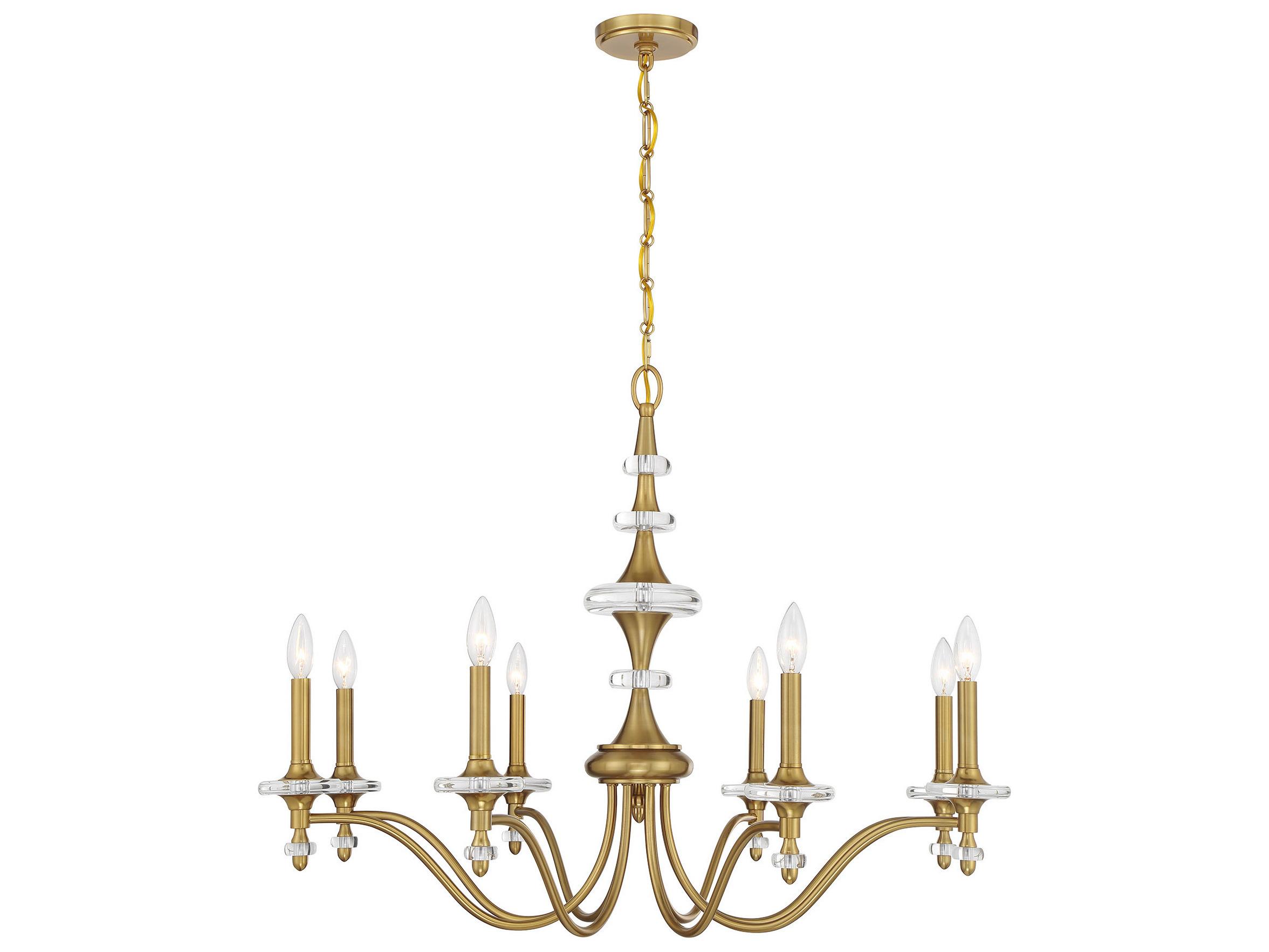 Savoy House Champlain 8-Light Warm Brass Traditional Candelabra Chandelier