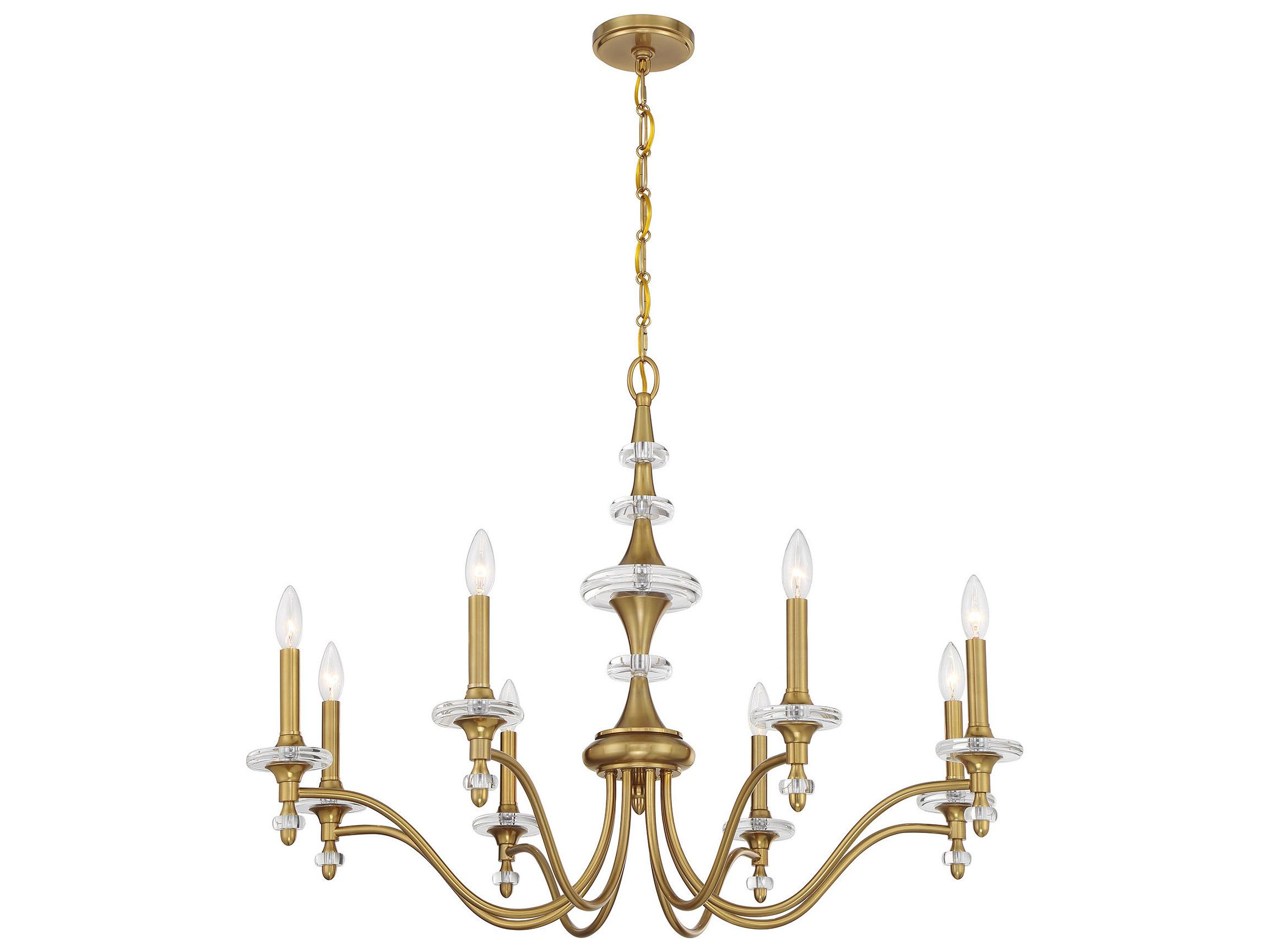 Savoy House Champlain 8-Light Warm Brass Traditional Candelabra Chandelier