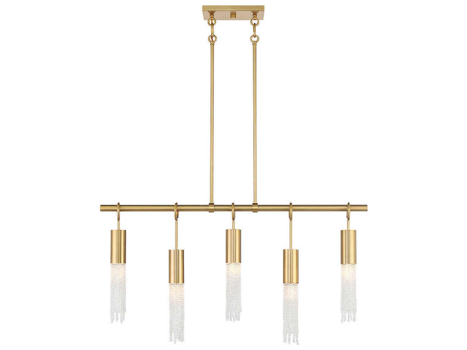 Savoy House Chelsea 5-Light Warm Brass Cylinder Island Pendant