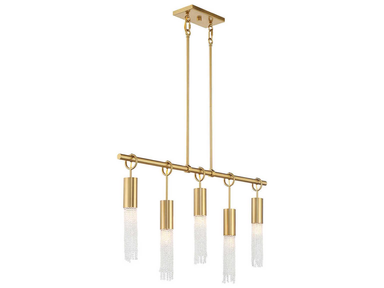 Savoy House Chelsea 5-Light Warm Brass Cylinder Island Pendant