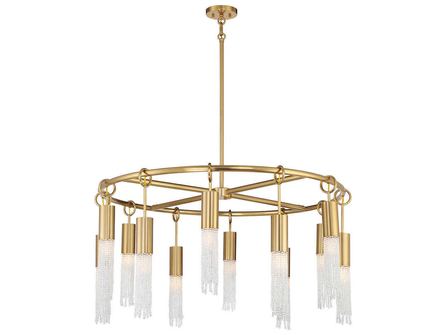 Savoy House Chelsea 12-Light Warm Brass Cylinder Chandelier