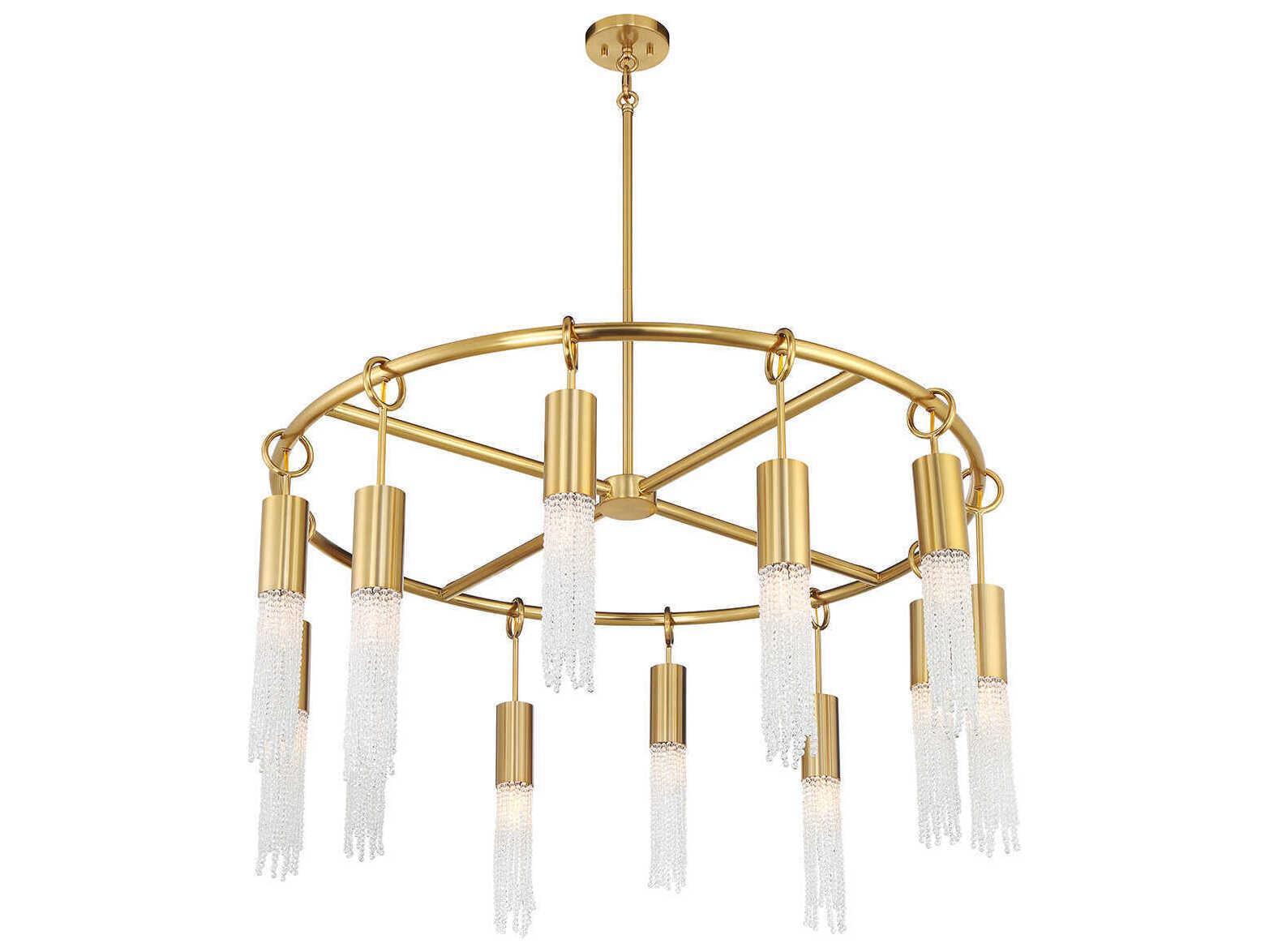 Savoy House Chelsea 12-Light Warm Brass Cylinder Chandelier