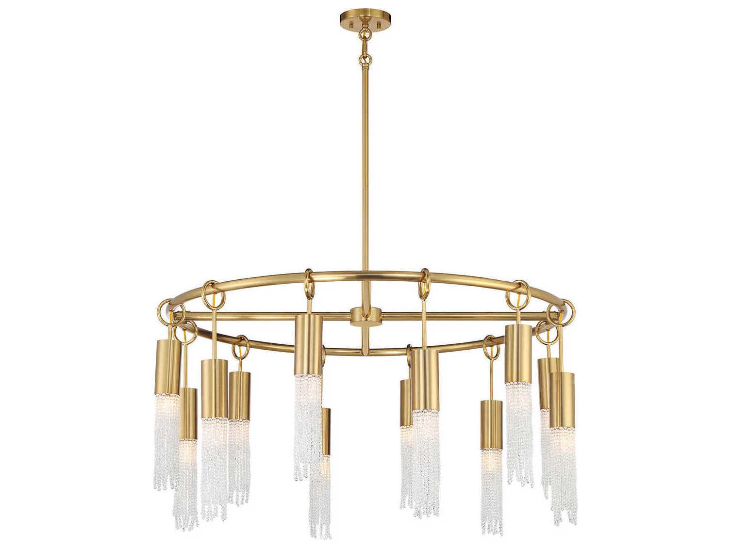 Savoy House Chelsea 12-Light Warm Brass Cylinder Chandelier