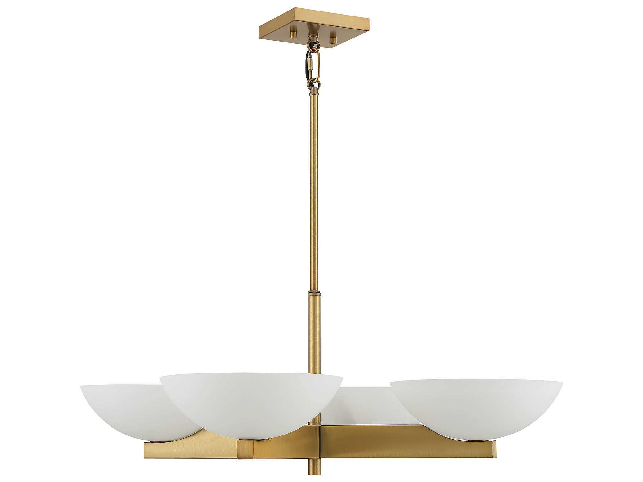 Savoy House Fallon 4-Light Warm Brass Glass Bowl Chandelier