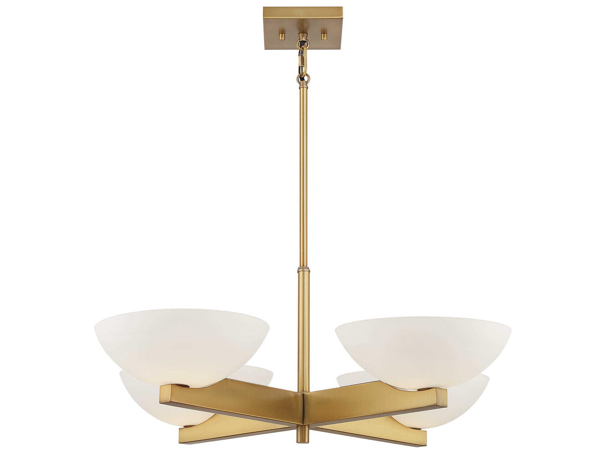 Savoy House Fallon 4-Light Warm Brass Glass Bowl Chandelier