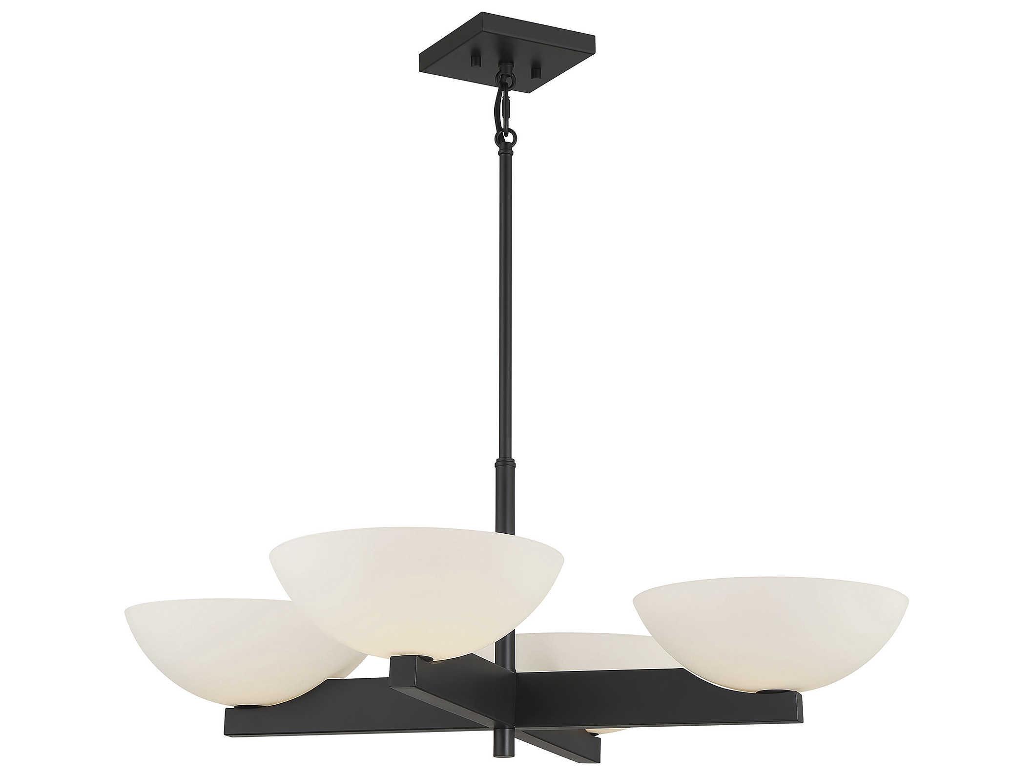 Savoy House Fallon 4-Light Matte Black Glass Bowl Chandelier