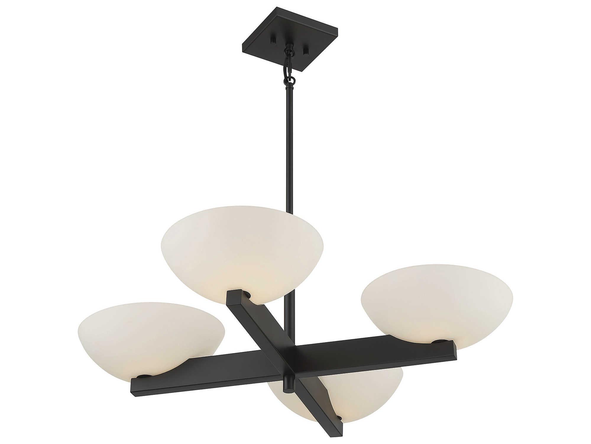 Savoy House Fallon 4-Light Matte Black Glass Bowl Chandelier