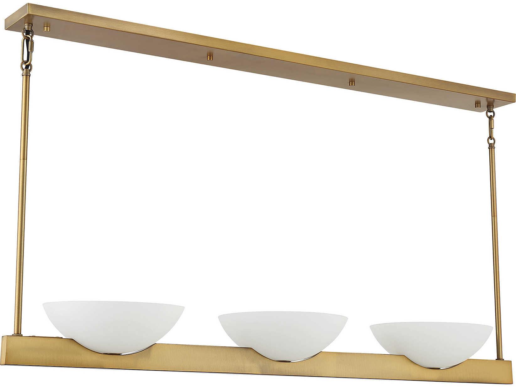 Savoy House Fallon 3-Light Warm Brass Glass Bowl Linear Island Pendant