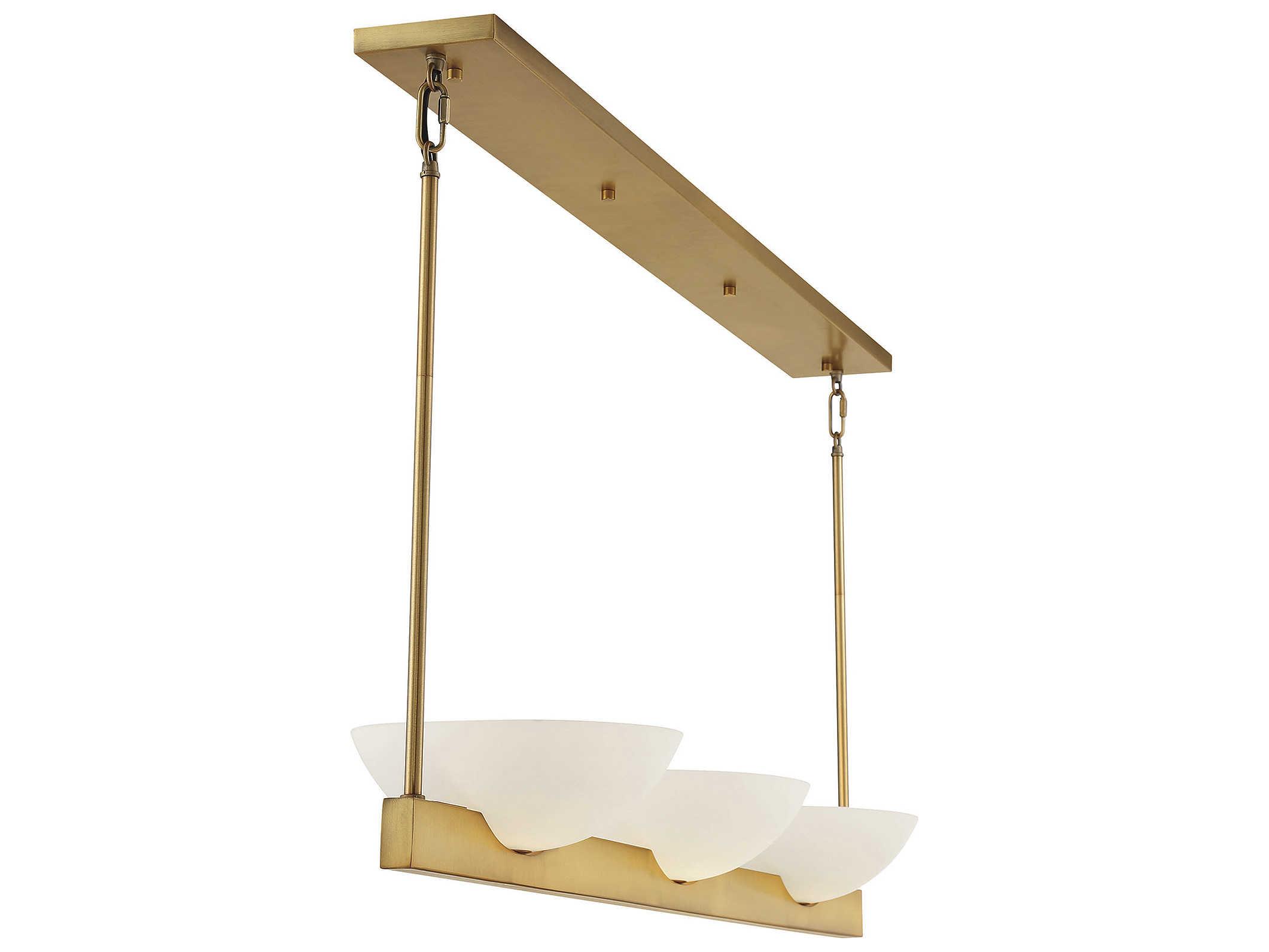 Savoy House Fallon 3-Light Warm Brass Glass Bowl Linear Island Pendant