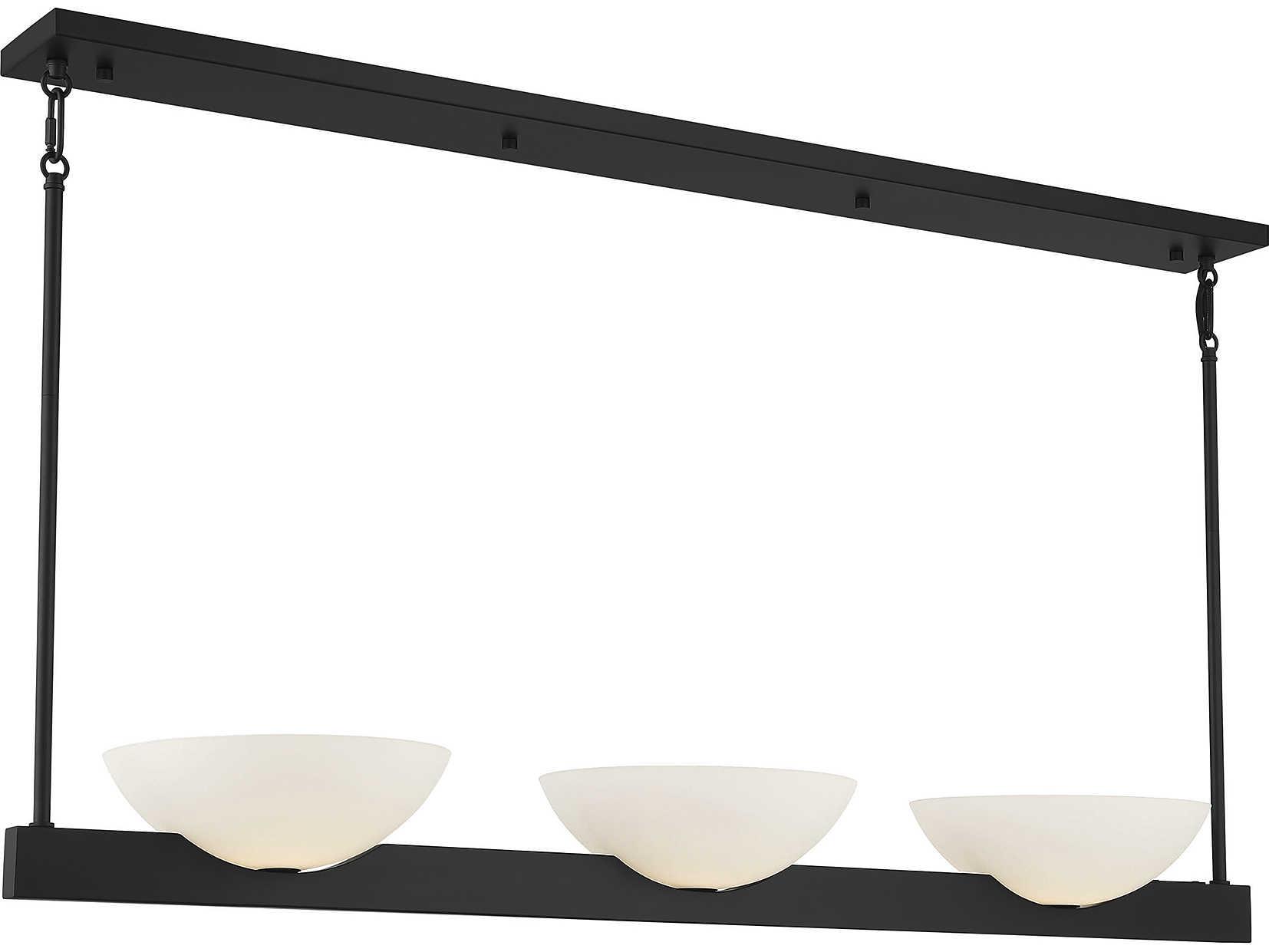 Savoy House Fallon 3-Light Matte Black Glass Bowl Linear Island Pendant