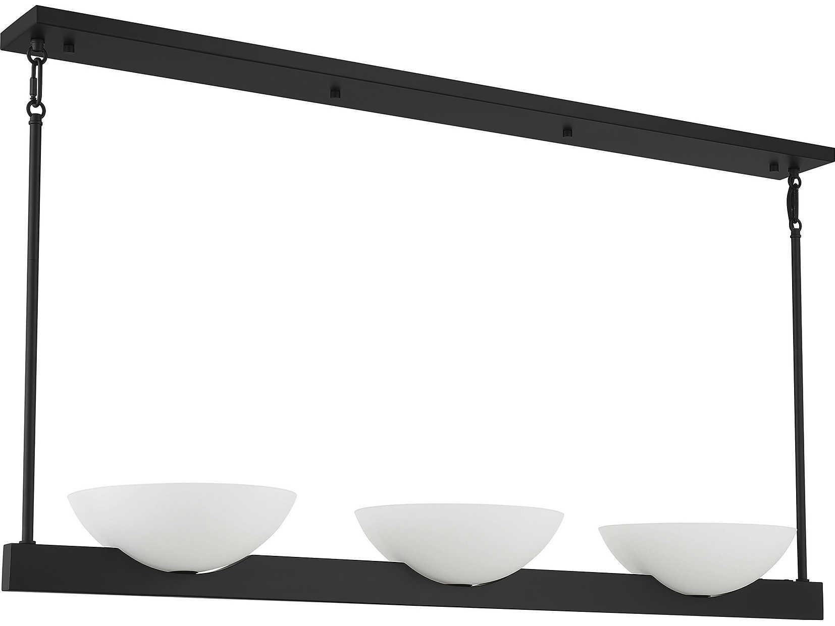 Savoy House Fallon 3-Light Matte Black Glass Bowl Linear Island Pendant