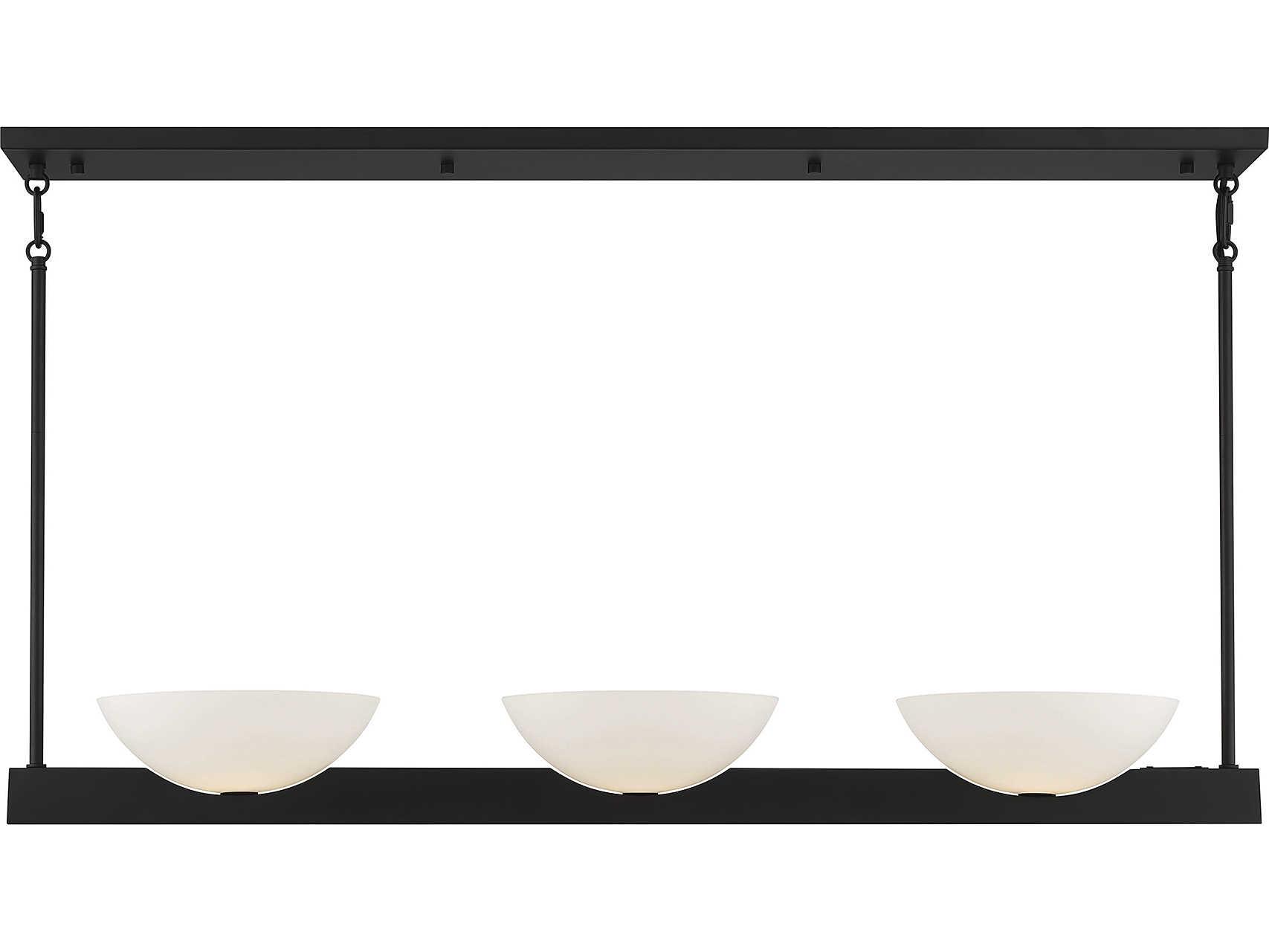 Savoy House Fallon 3-Light Matte Black Glass Bowl Linear Island Pendant