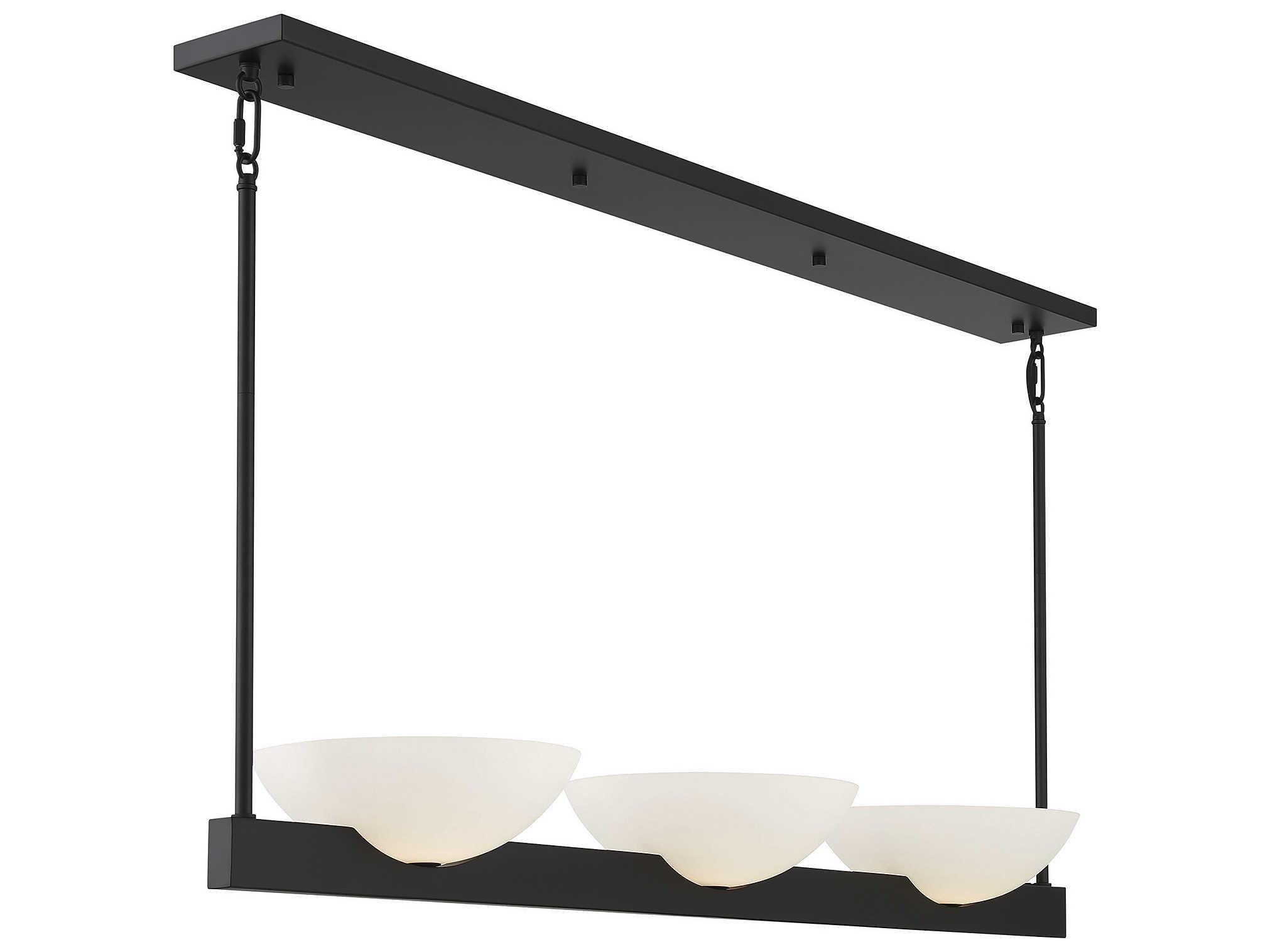 Savoy House Fallon 3-Light Matte Black Glass Bowl Linear Island Pendant