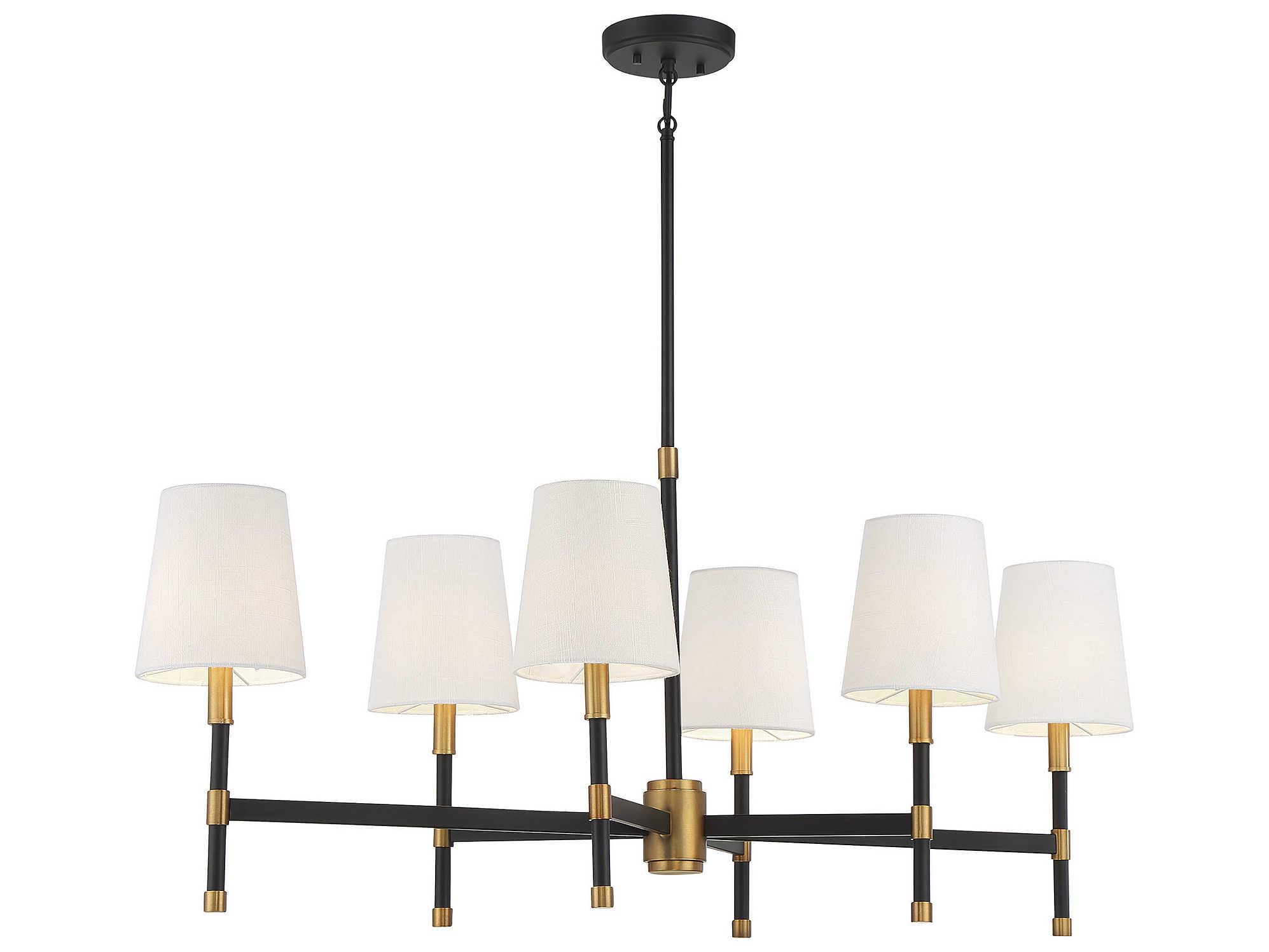 Savoy House Brody 6-Light Matte Black Warm Brass Empire Linear Island Pendant