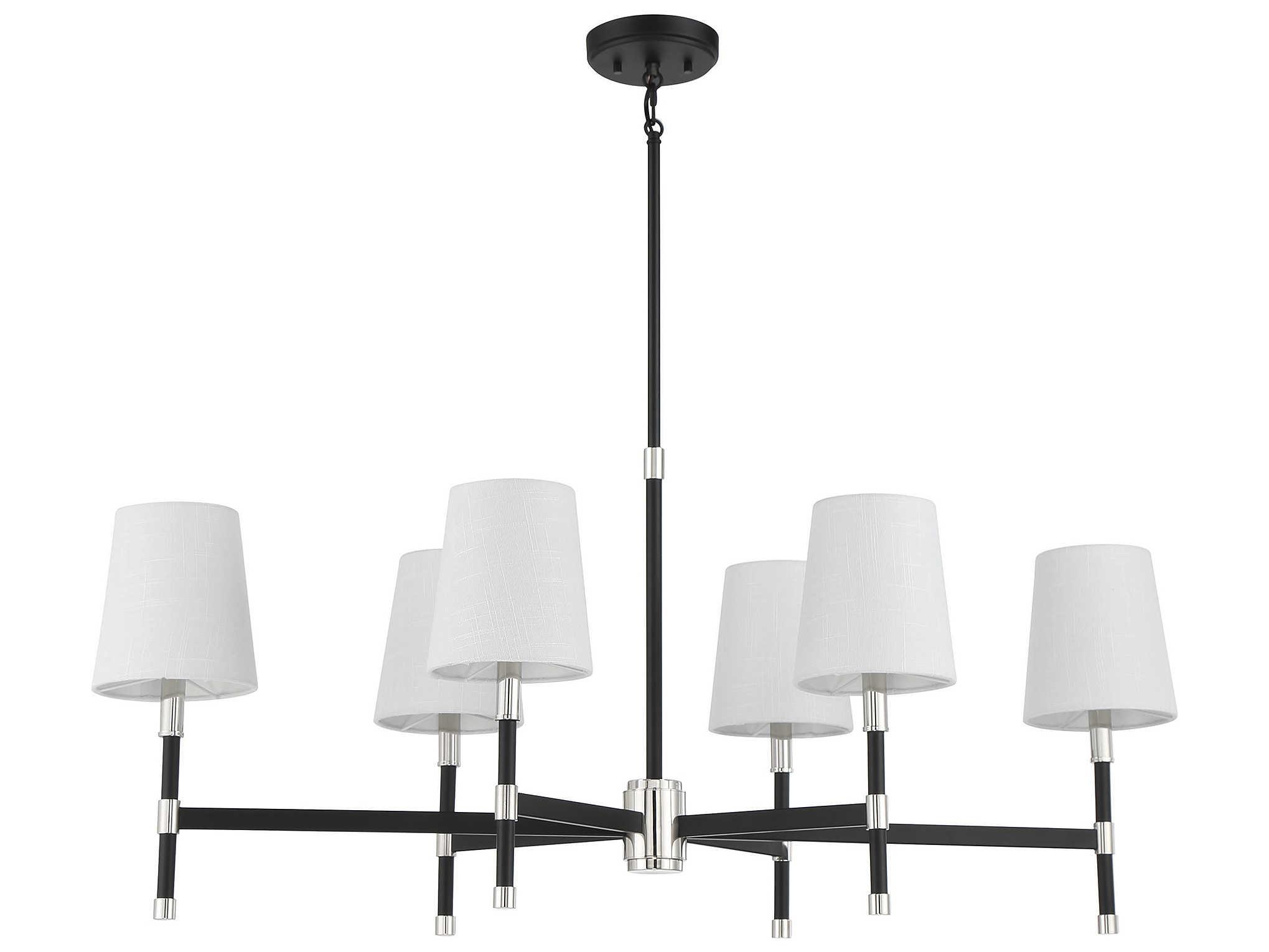 Savoy House Brody 6-Light Matte Black Polished Nickel Brass Empire Linear Island Pendant