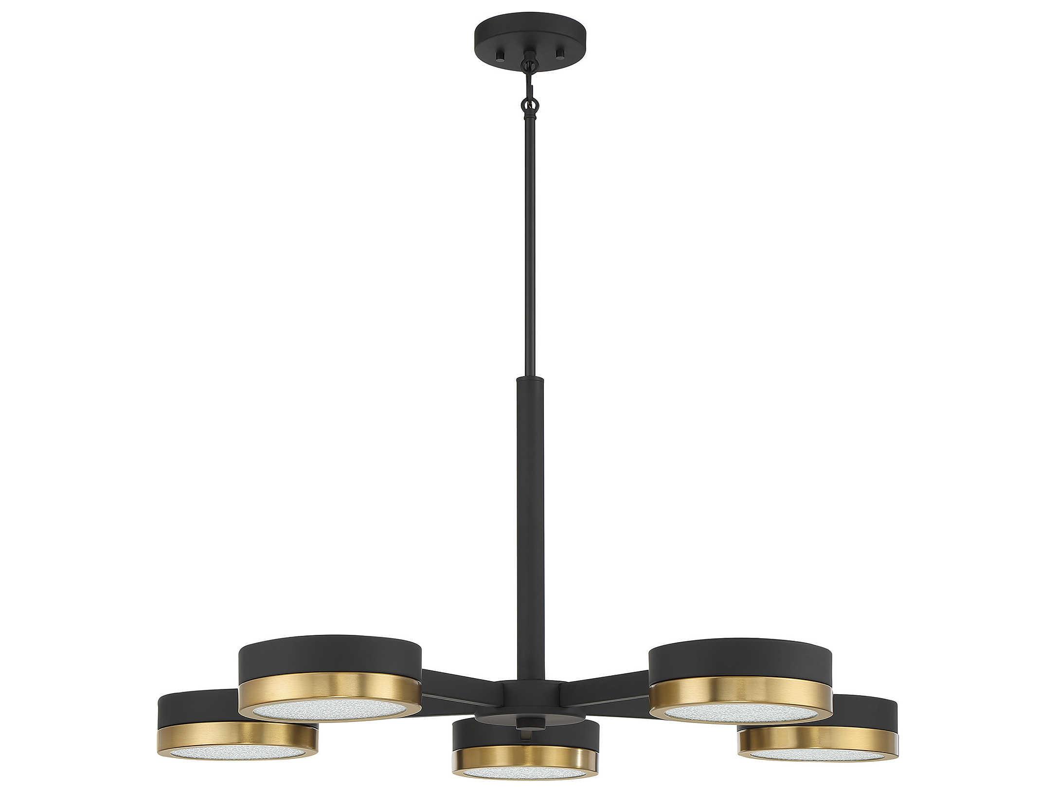 Savoy House Ashor 5-Light Matte Black Warm Brass Crystal Glass Chandelier