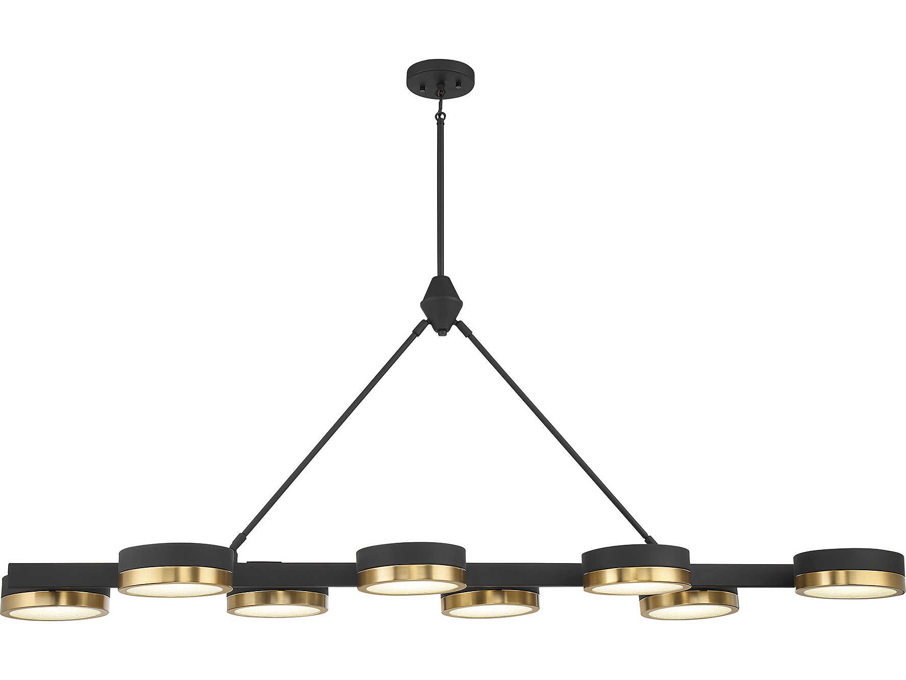 Savoy House Ashor 8-Light Matte Black Warm Brass Crystal Glass Linear Island Pendant