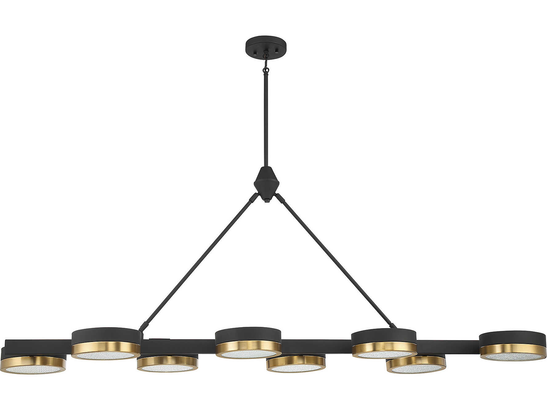 Savoy House Ashor 8-Light Matte Black Warm Brass Crystal Glass Linear Island Pendant