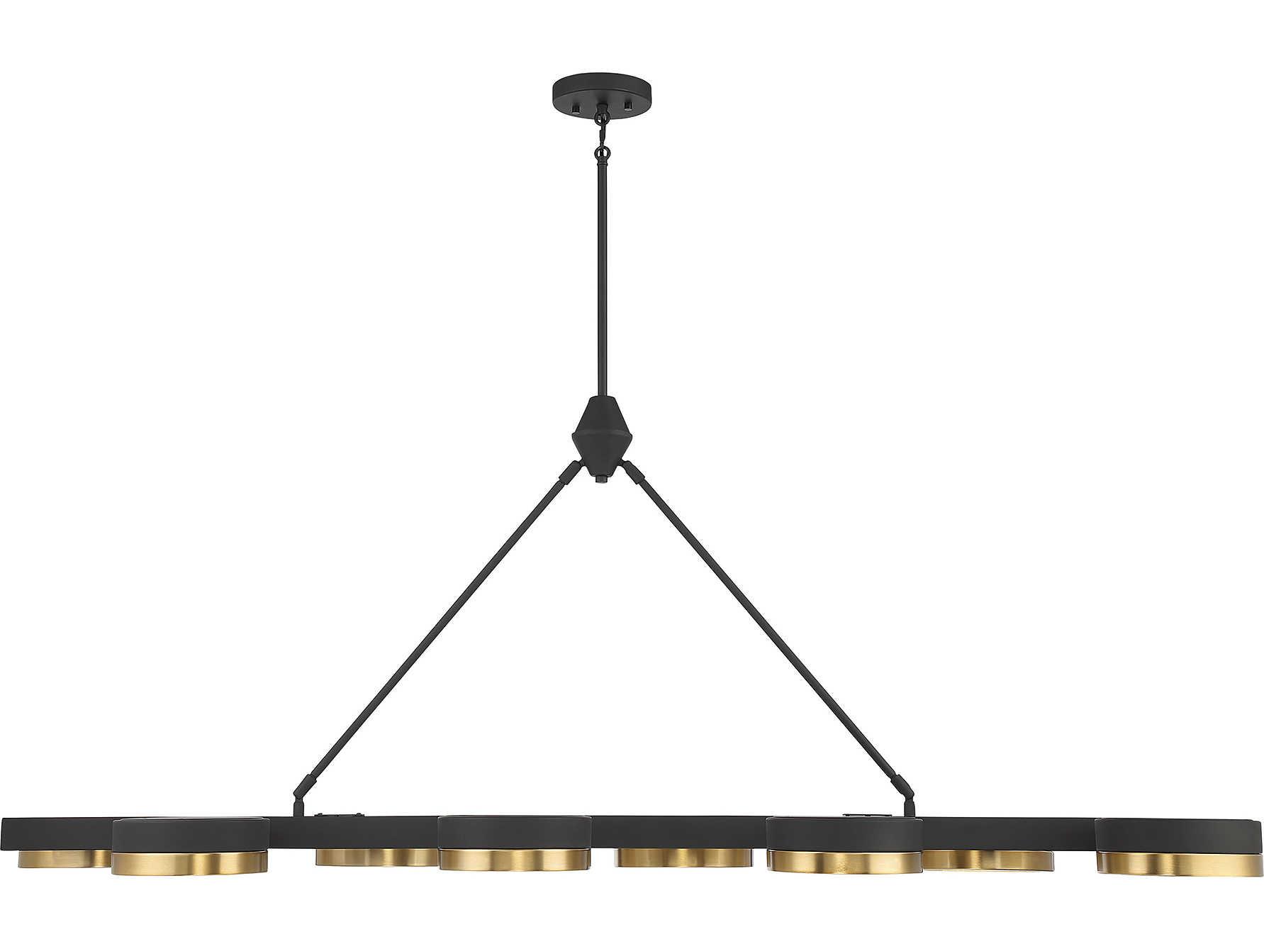 Savoy House Ashor 8-Light Matte Black Warm Brass Crystal Glass Linear Island Pendant