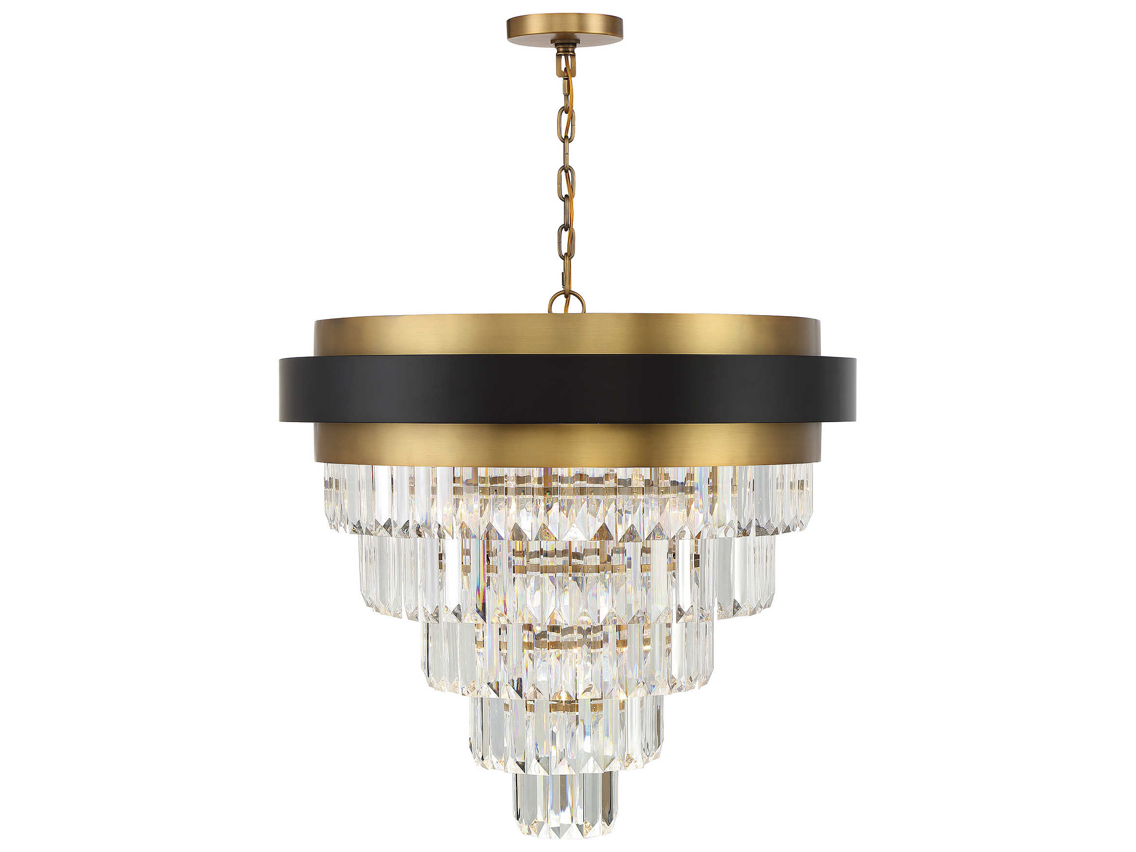 Savoy House Marquise 9-Light Matte Black Warm Brass Tiered Chandelier