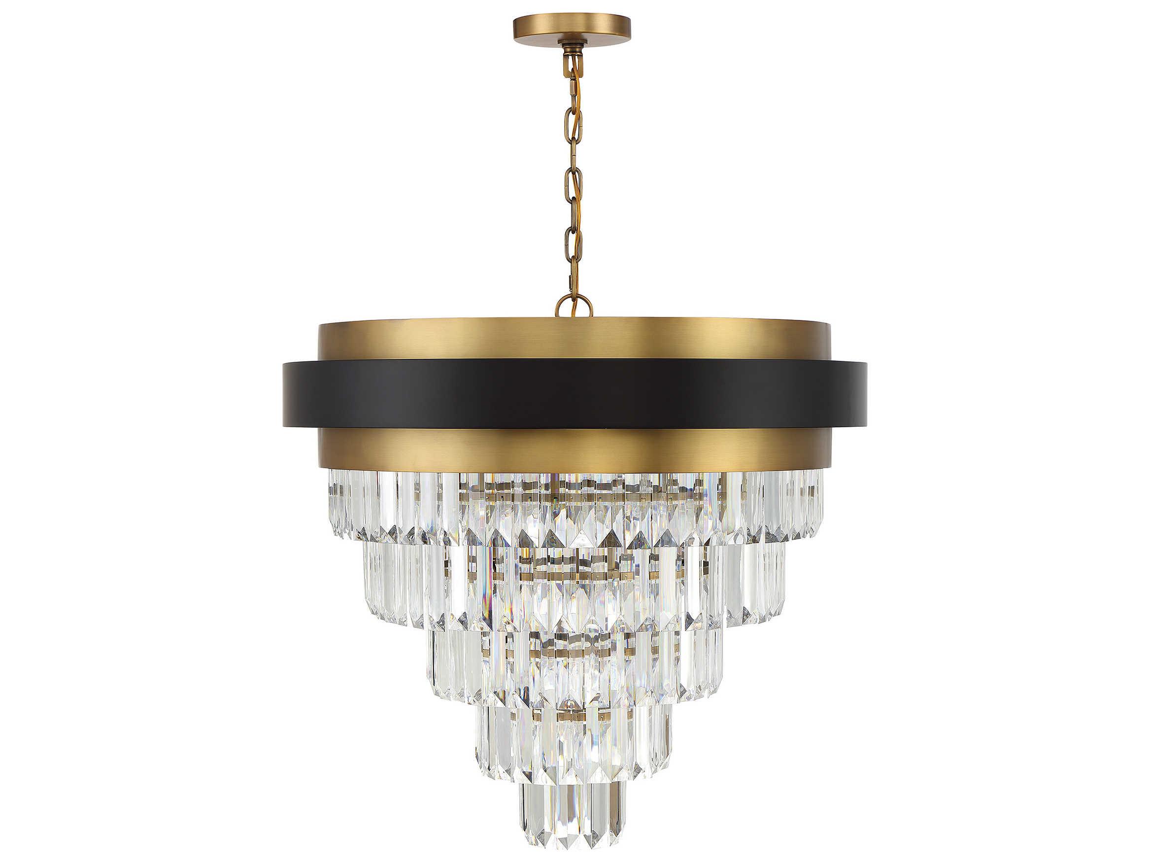 Savoy House Marquise 9-Light Matte Black Warm Brass Tiered Chandelier