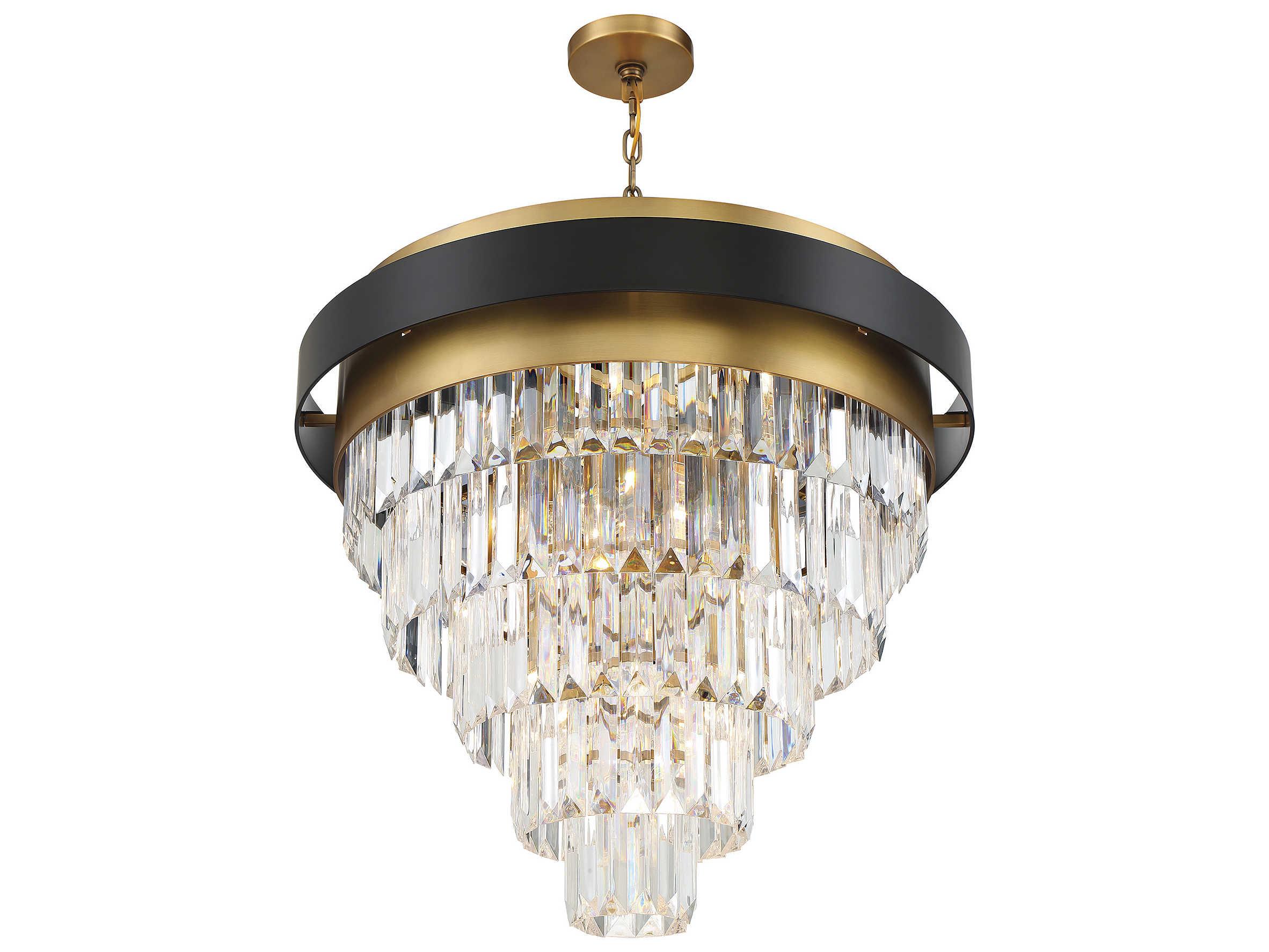 Savoy House Marquise 9-Light Matte Black Warm Brass Tiered Chandelier
