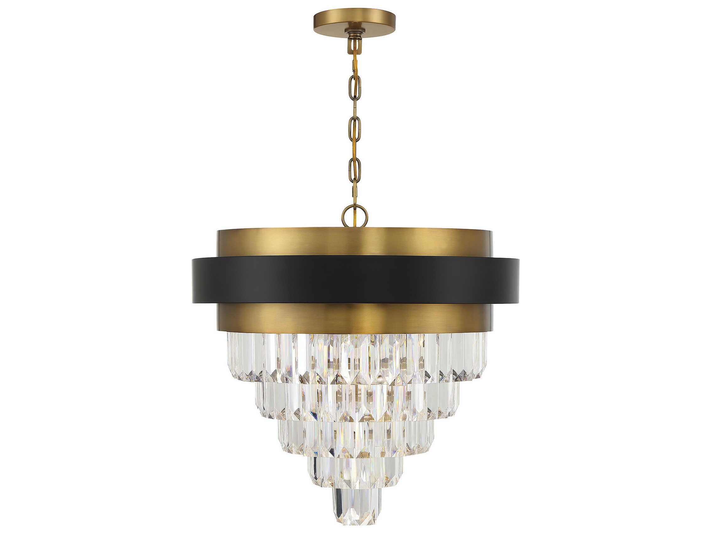 Savoy House Marquise 4-Light Matte Black Warm Brass Crystal Tiered Chandelier