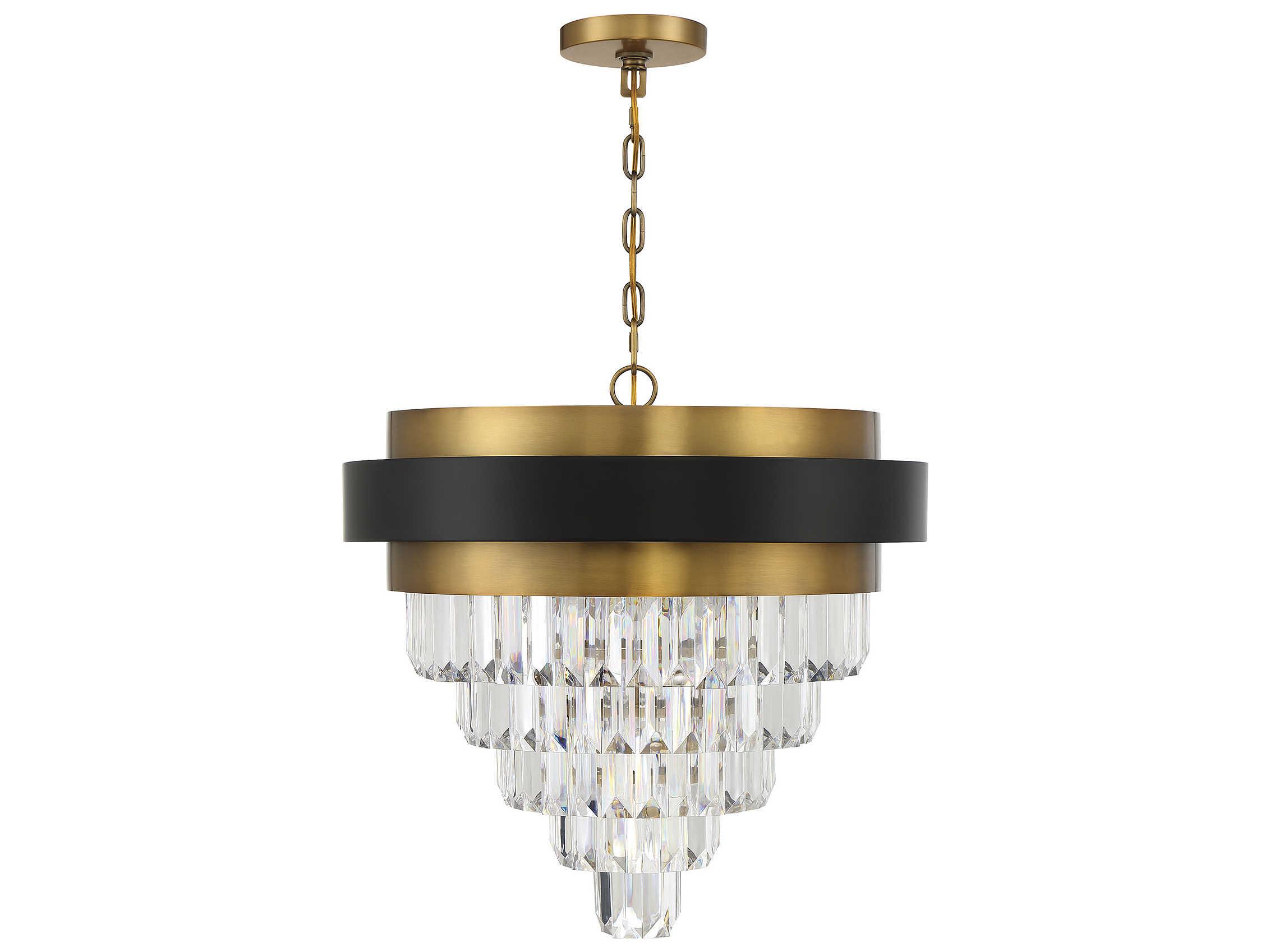 Savoy House Marquise 4-Light Matte Black Warm Brass Crystal Tiered Chandelier