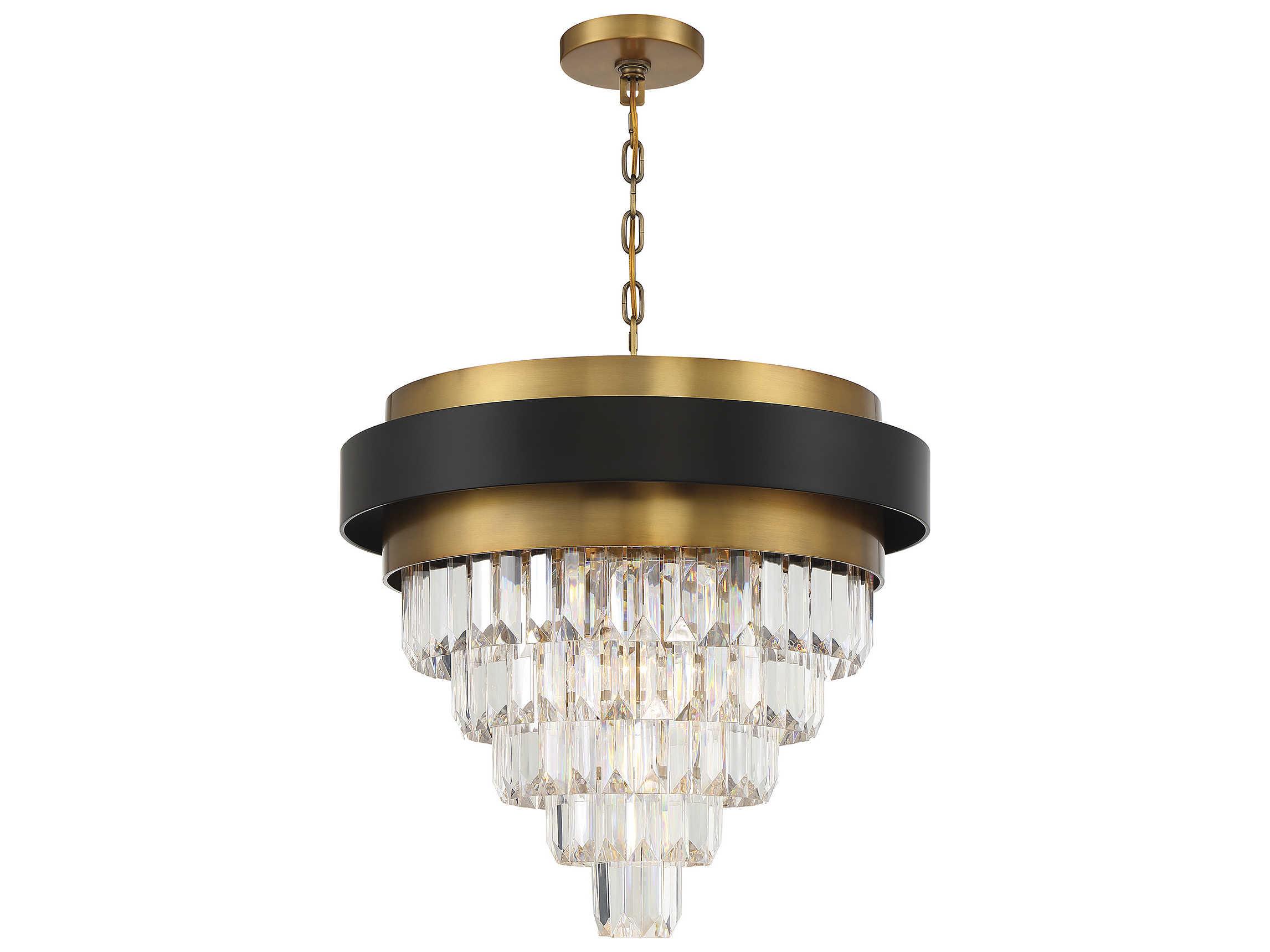 Savoy House Marquise 4-Light Matte Black Warm Brass Crystal Tiered Chandelier