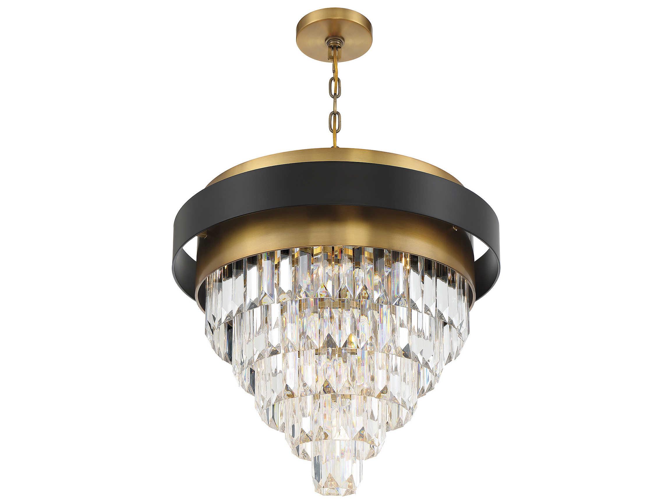 Savoy House Marquise 4-Light Matte Black Warm Brass Crystal Tiered Chandelier