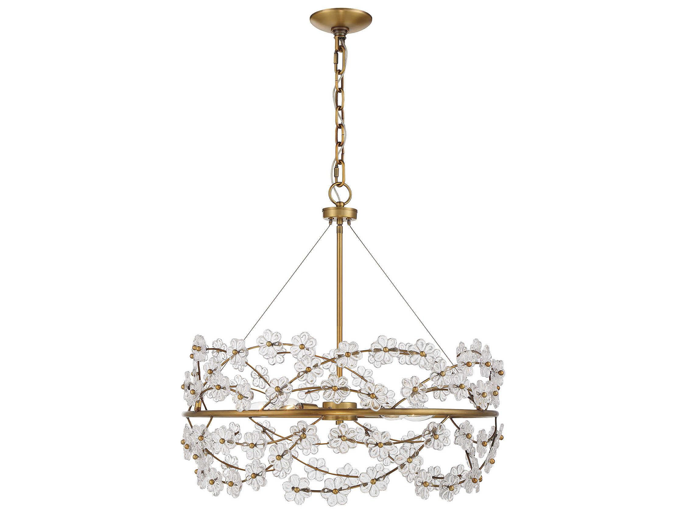 Savoy House Camille 5-Light Warm Brass Glass Chandelier